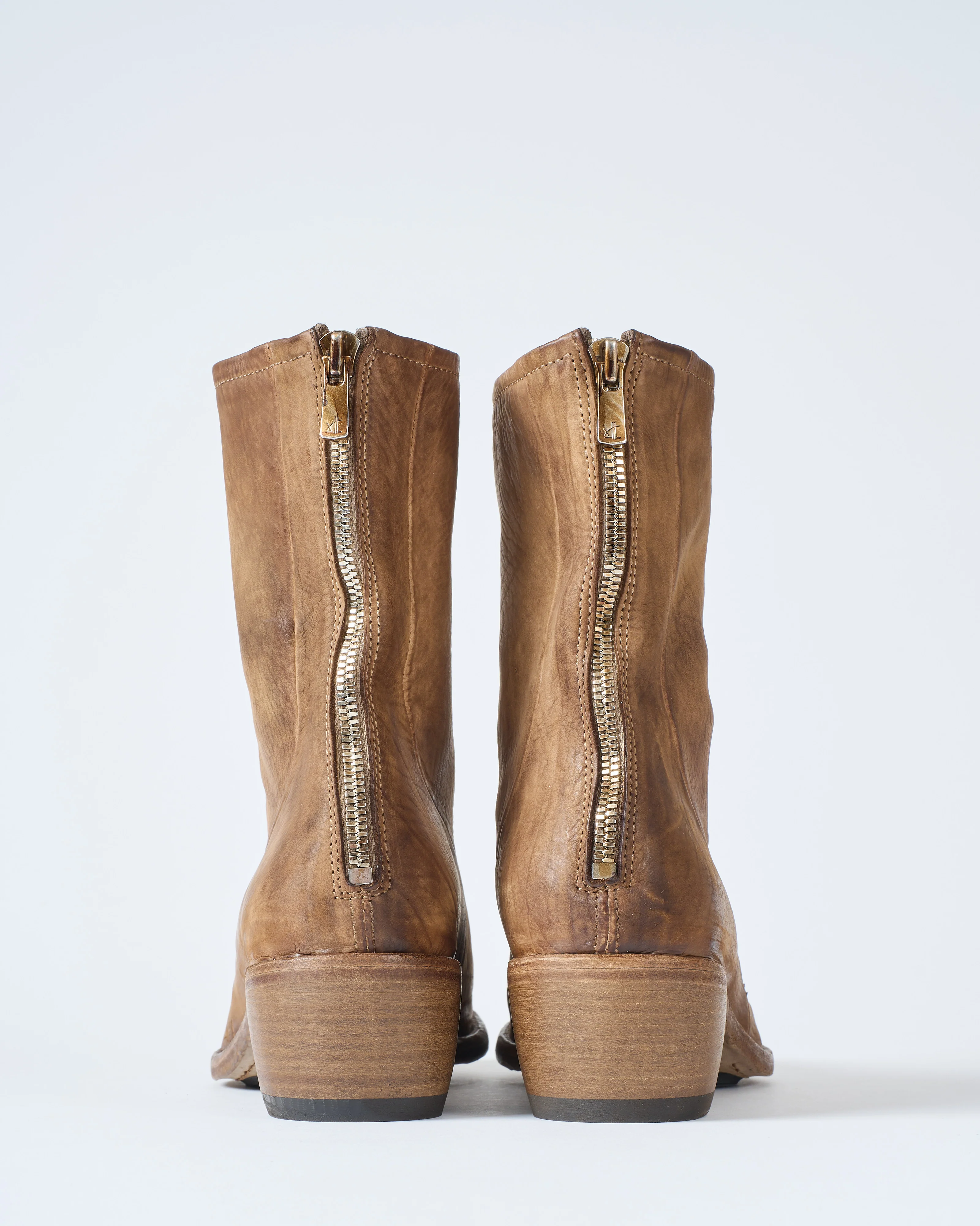 low boot almond toe slight heel back zipper - Image 2