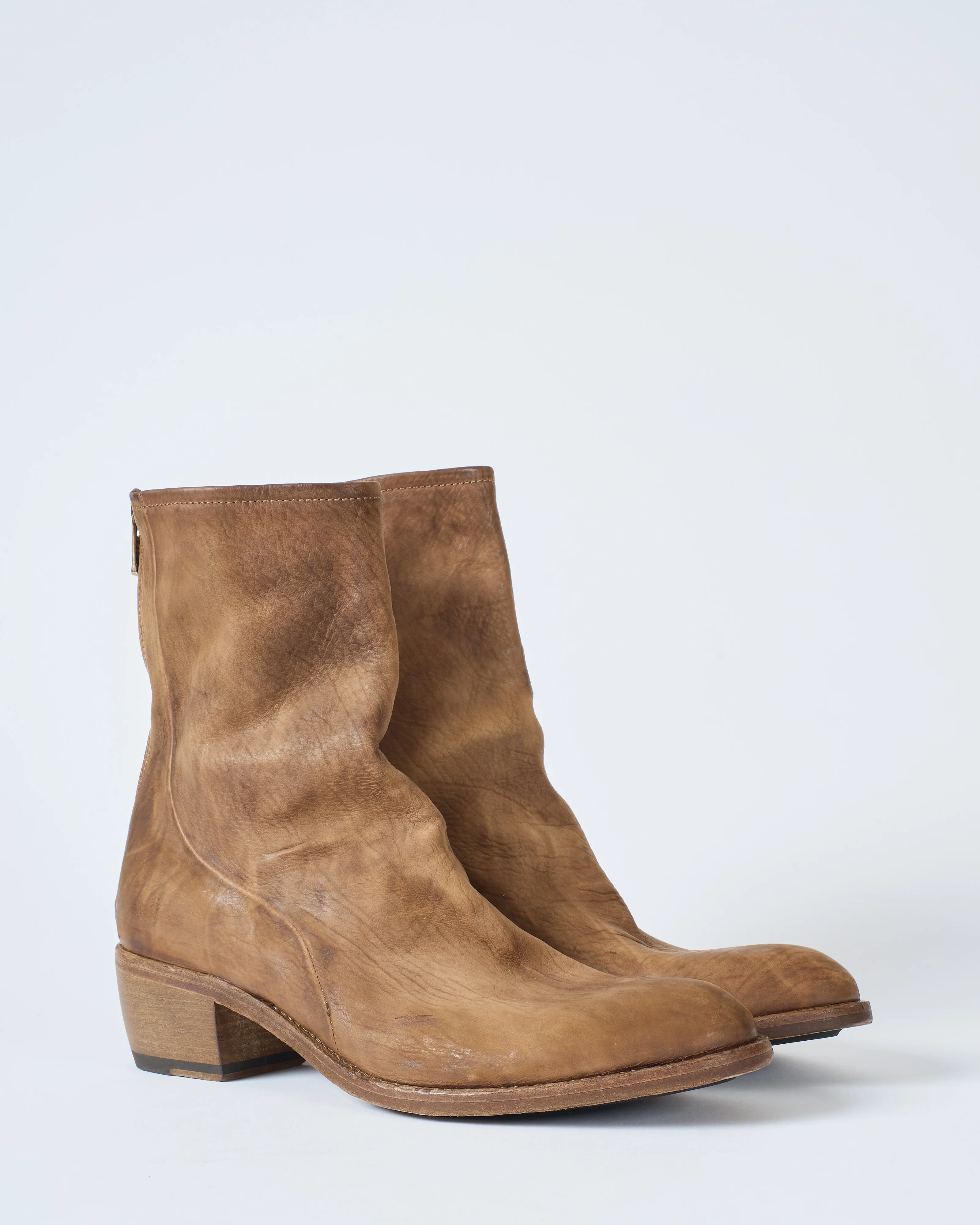low boot almond toe slight heel back zipper - Image 3