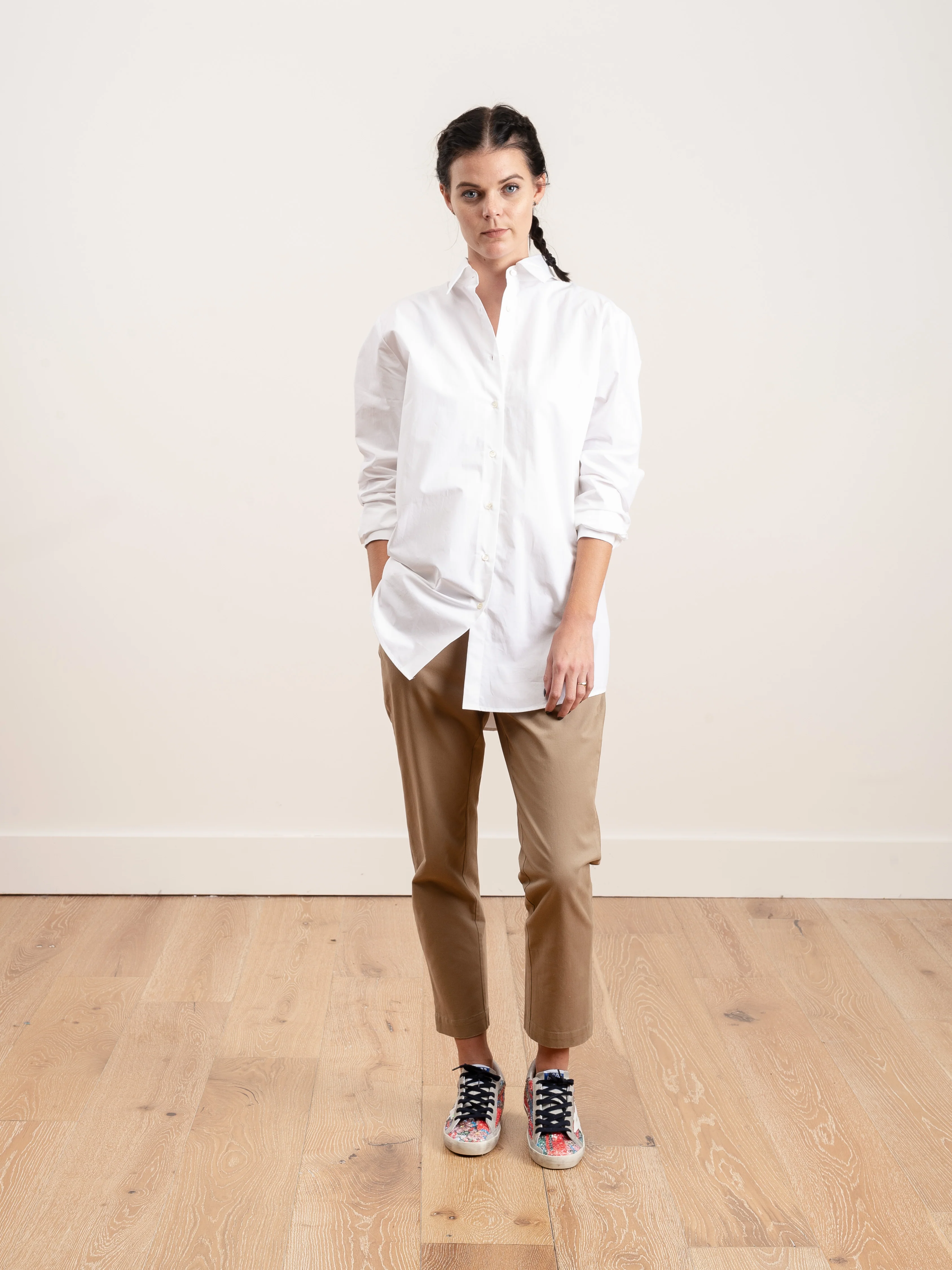 beige cotton pullup pant - Image 4