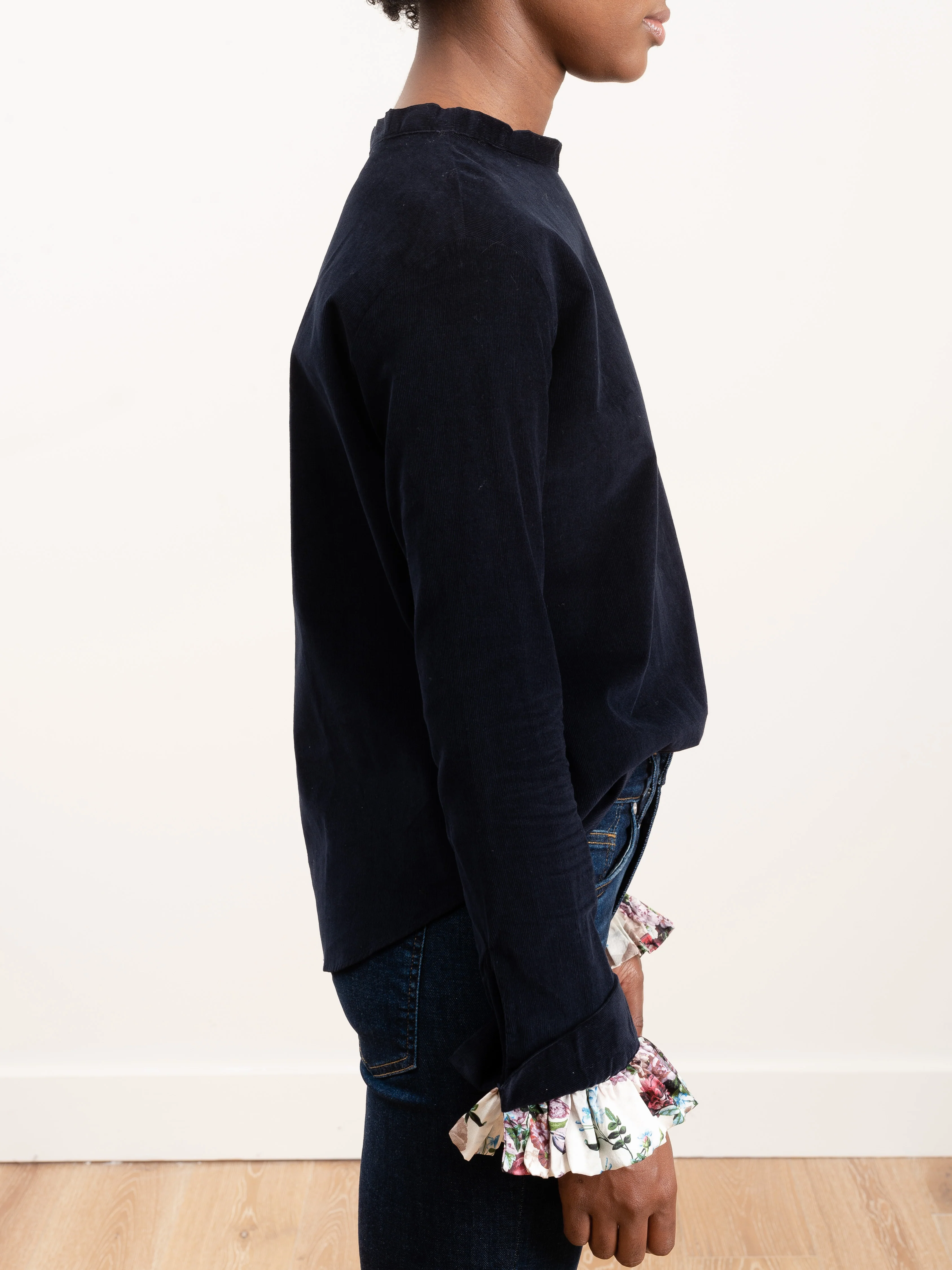 corduroy shirt with ruffle sleeve - Image 3