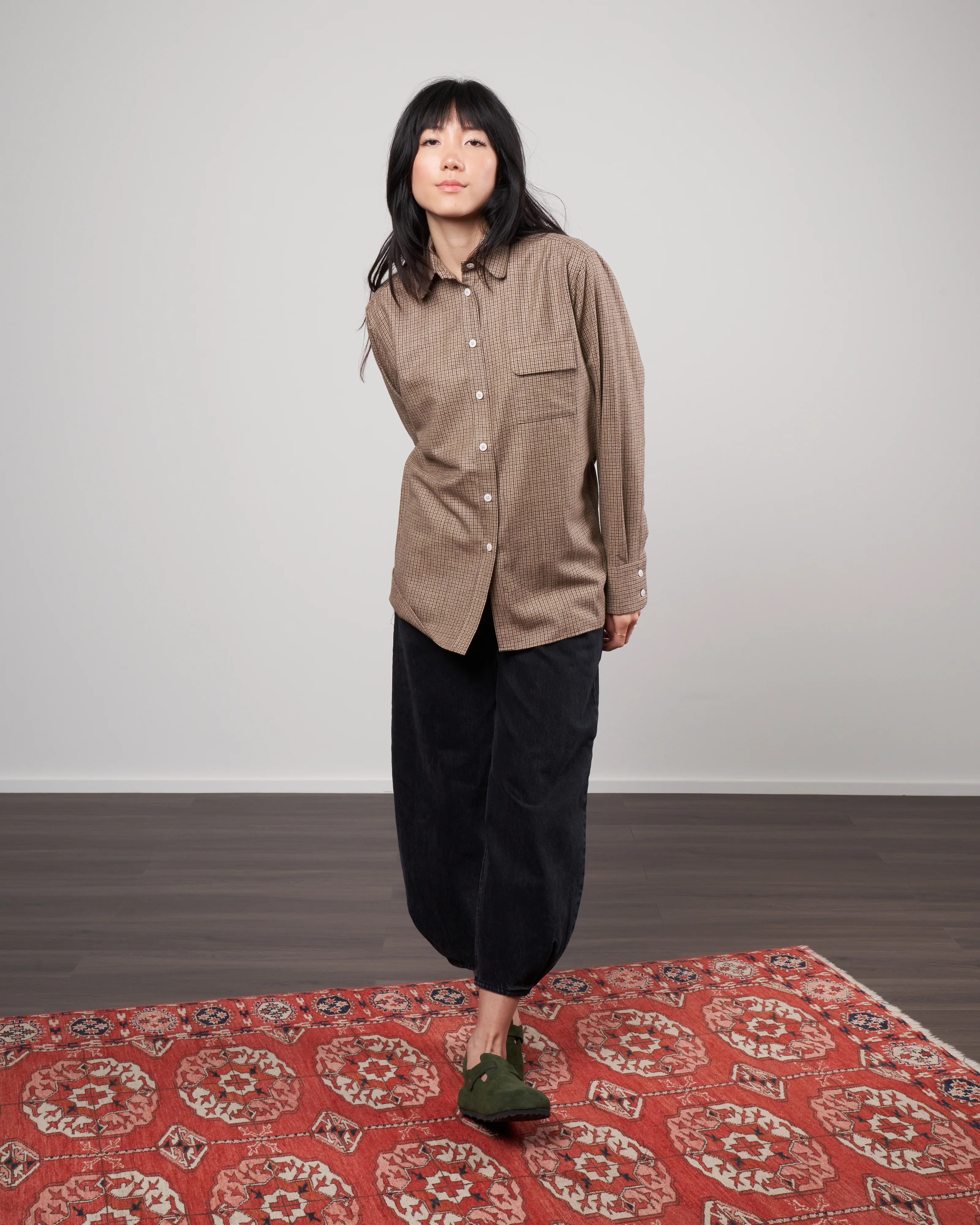 mitha shirt - brown check - Image 2