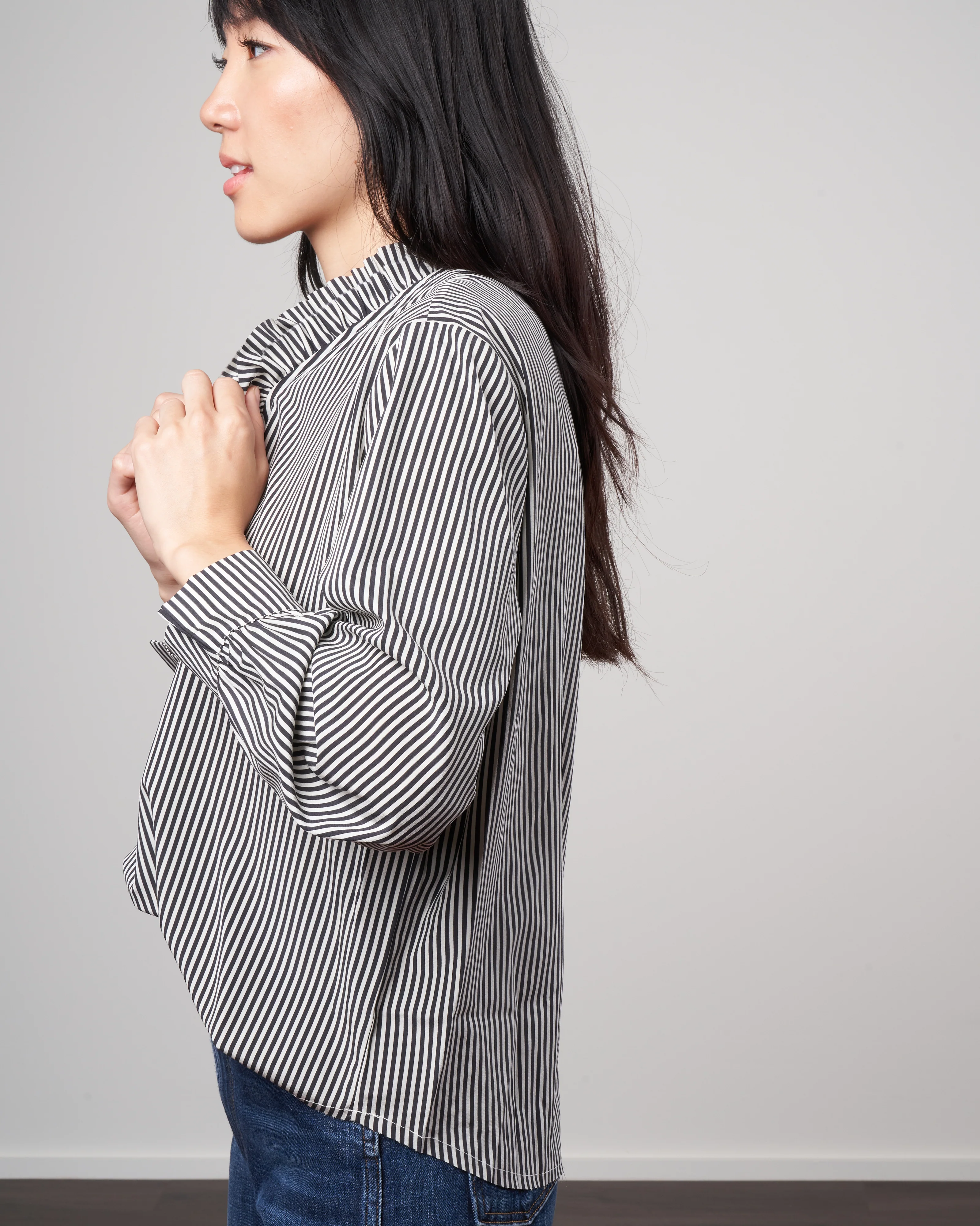 olivia blouse - black beige stripe - Image 3