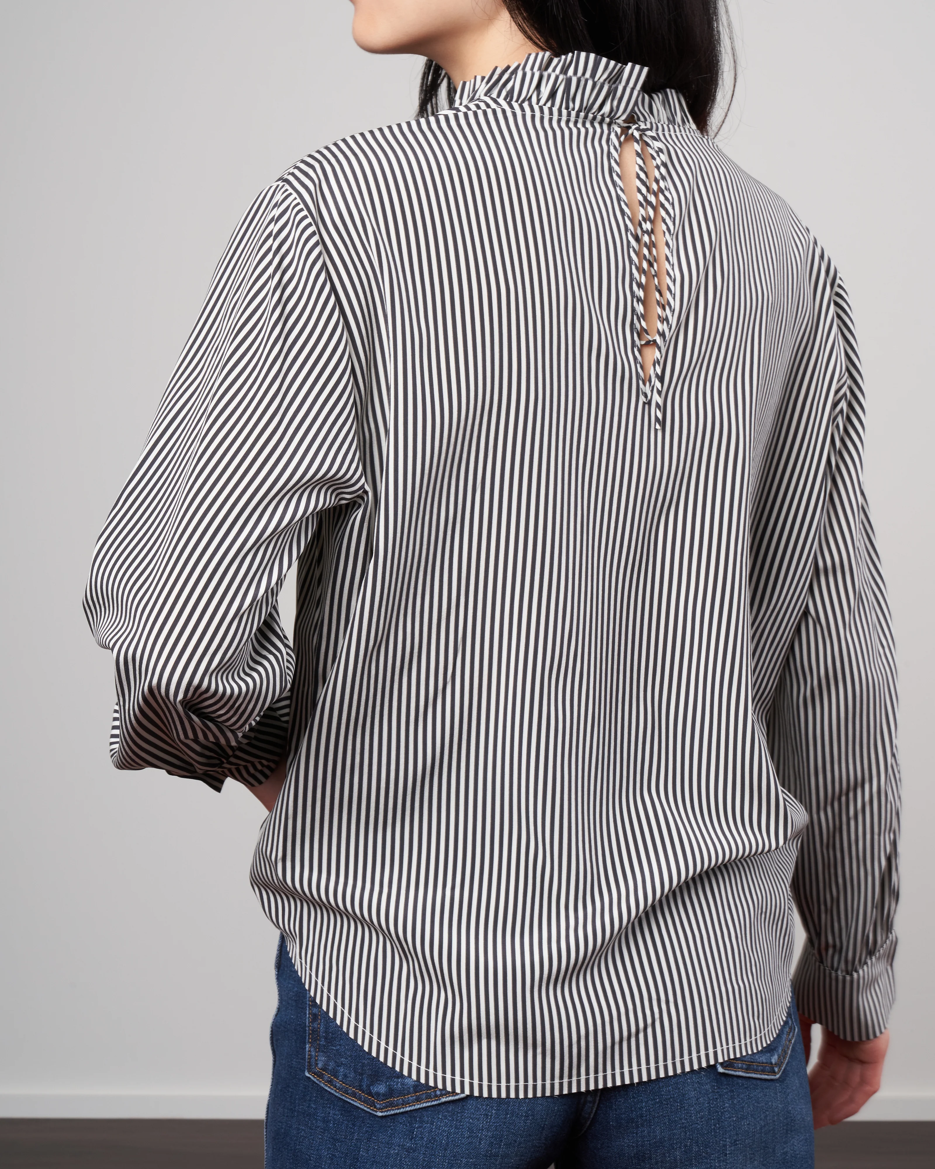 olivia blouse - black beige stripe - Image 4