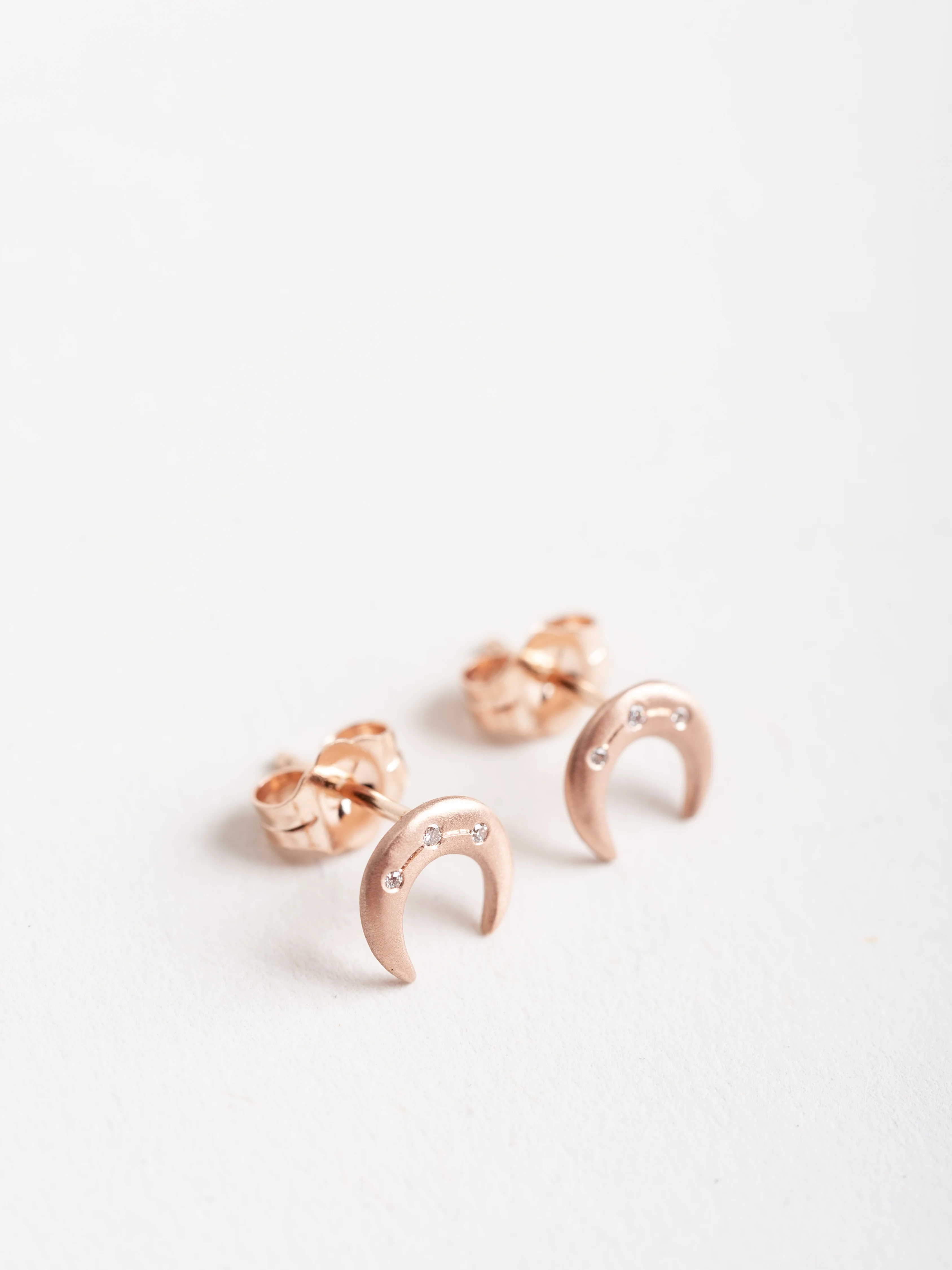 crescent disc earrings - rose gold - Image 2