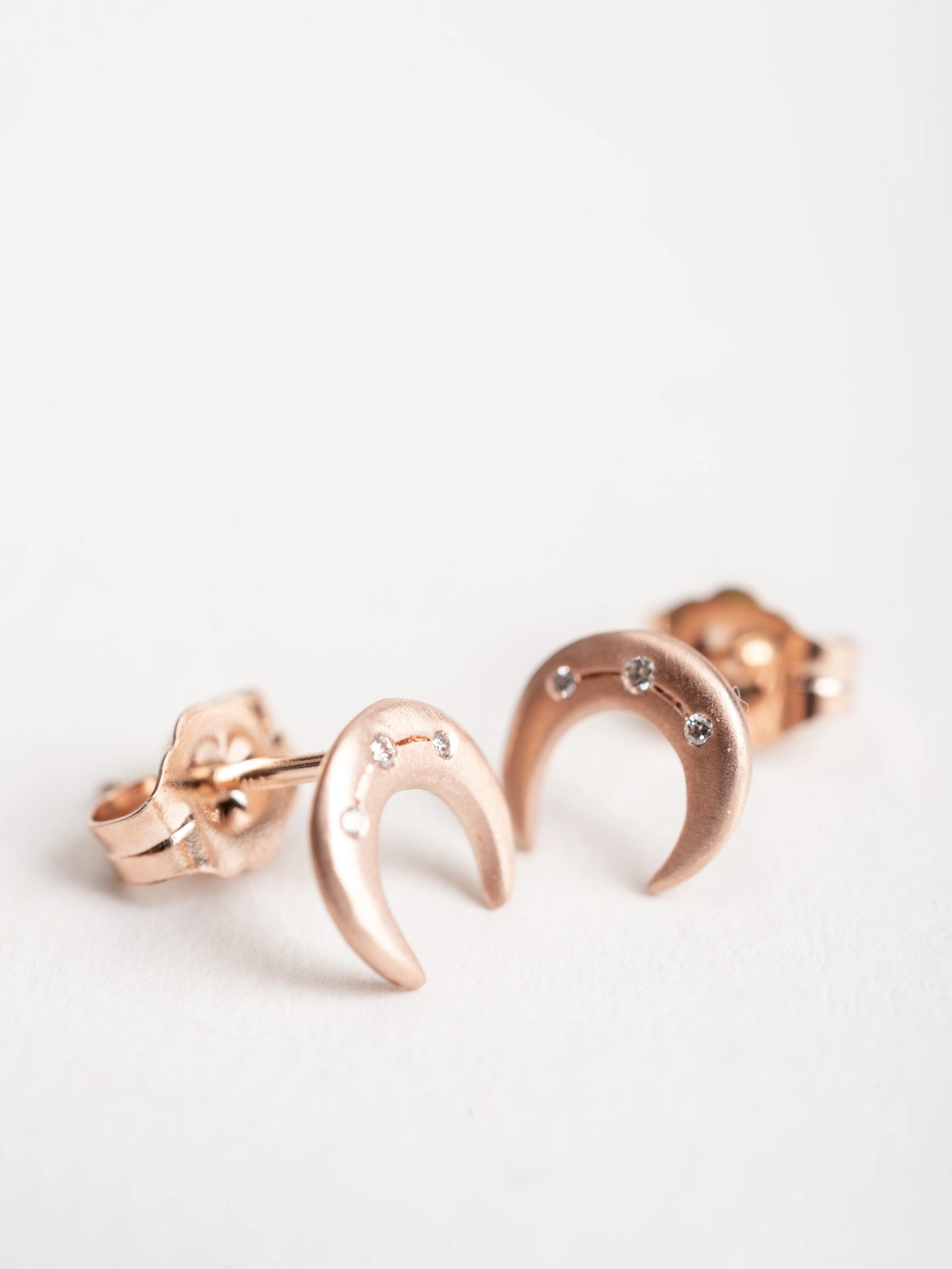crescent disc earrings - rose gold - Image 4