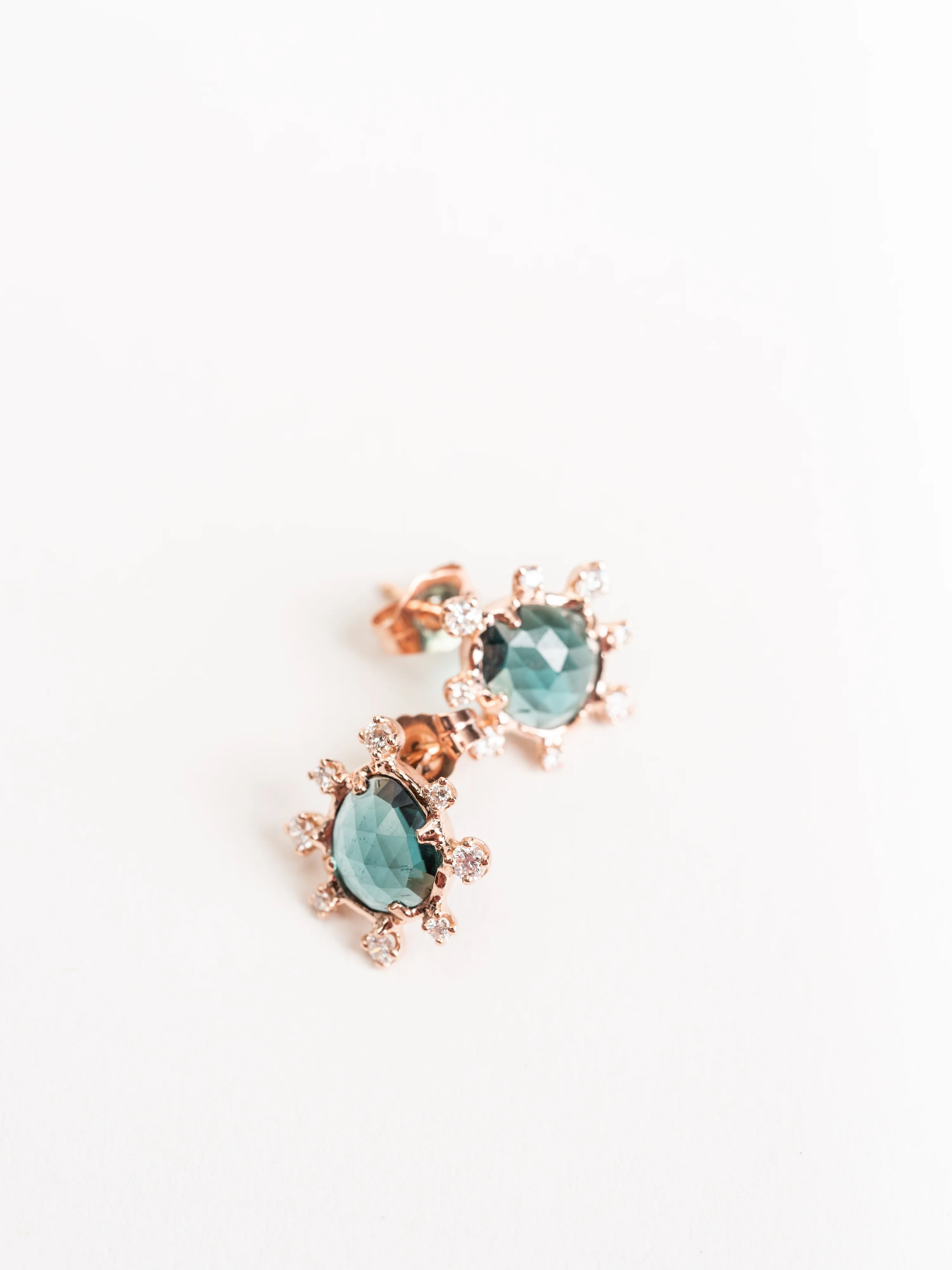 blue indicolite tourmaline snowflake burst earrings - Image 2