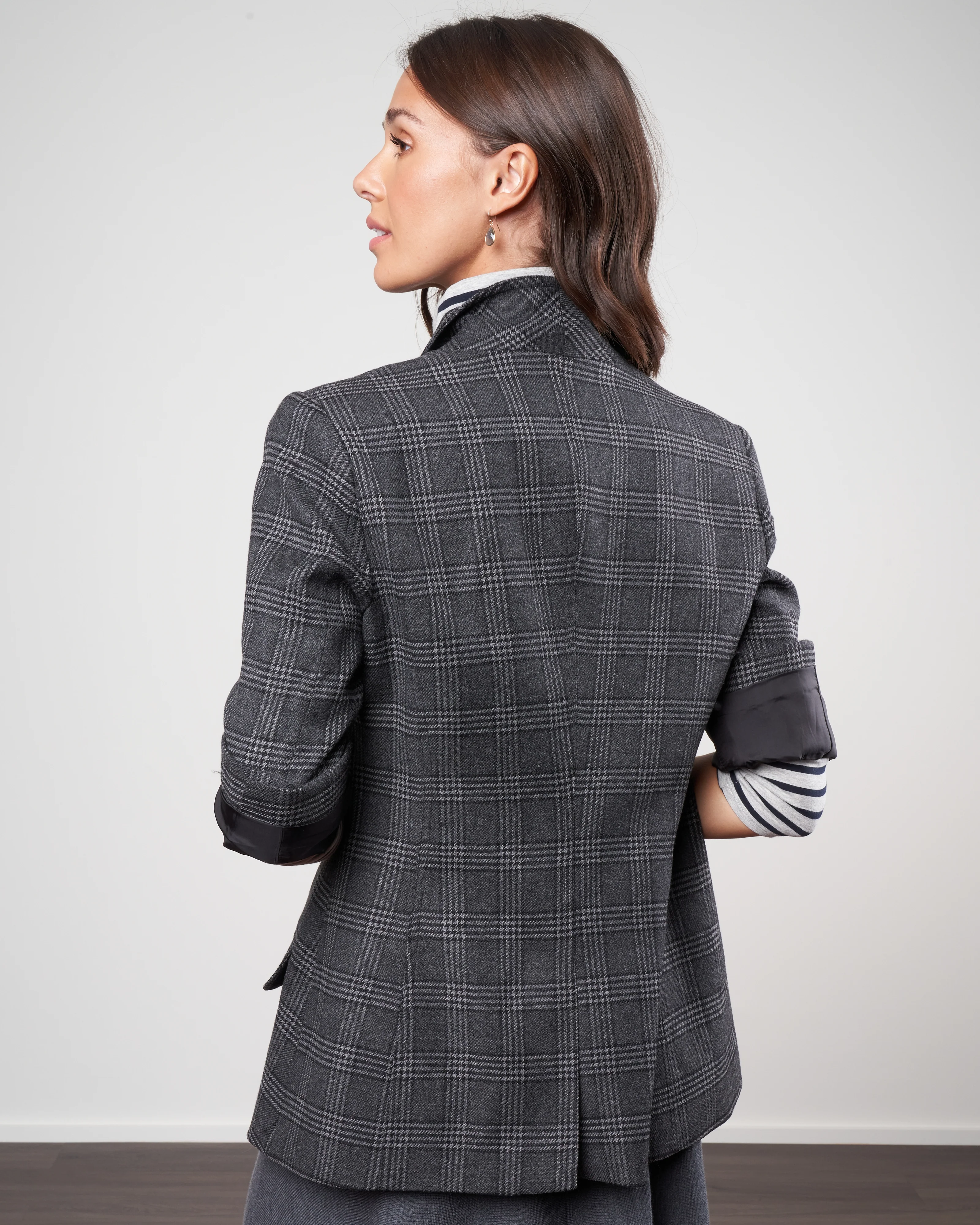 3/4 sleeve blazer - charcoal glen check - Image 4