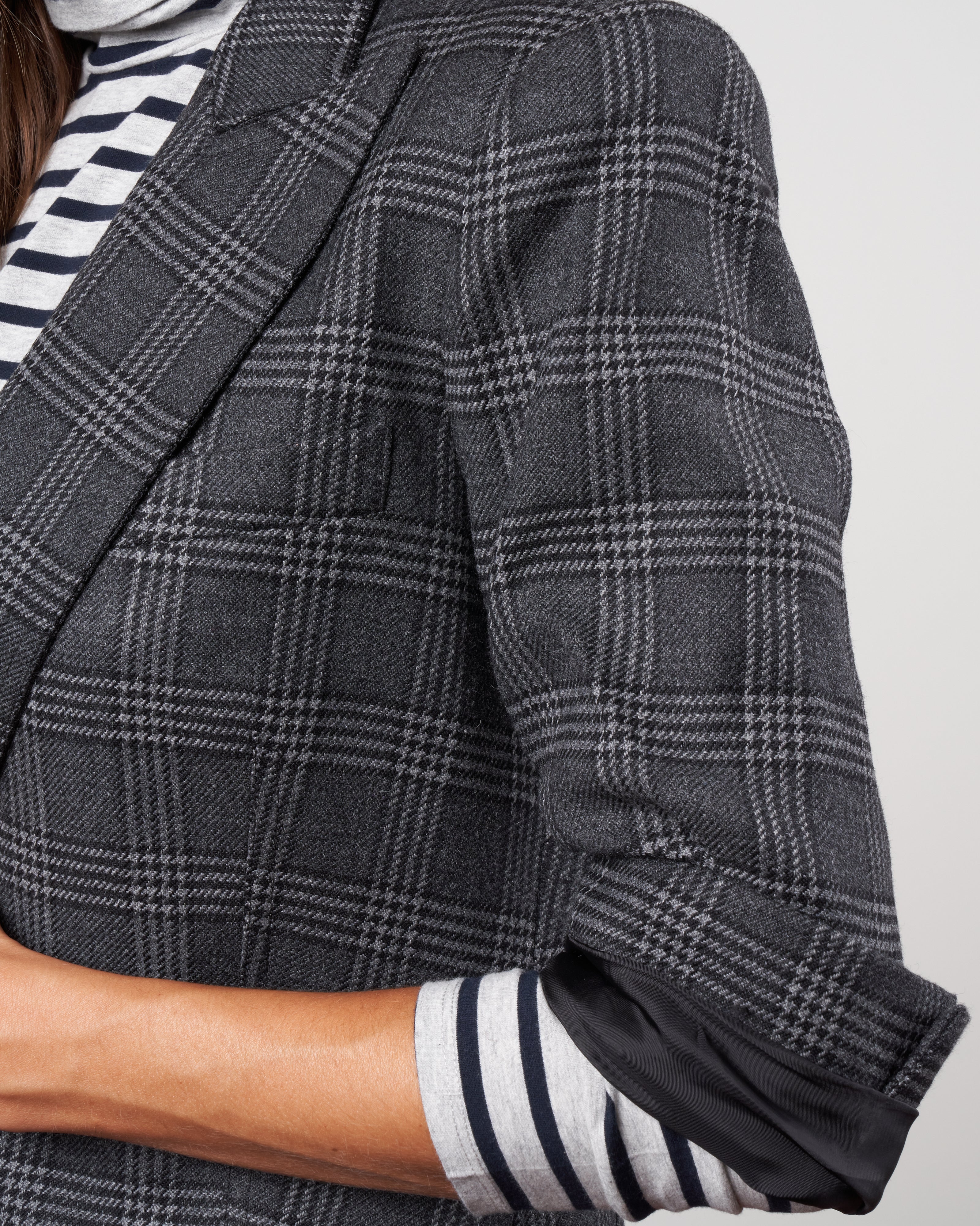 3/4 sleeve blazer - charcoal glen check - Image 5