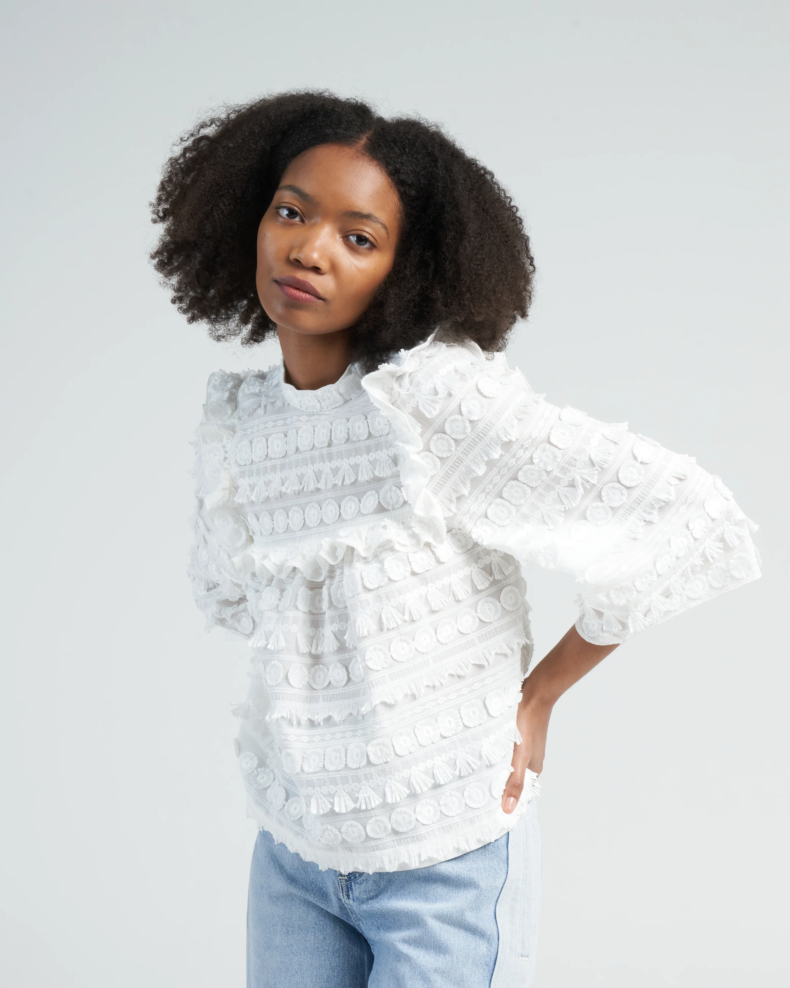 a-line blouse - white - Image 2