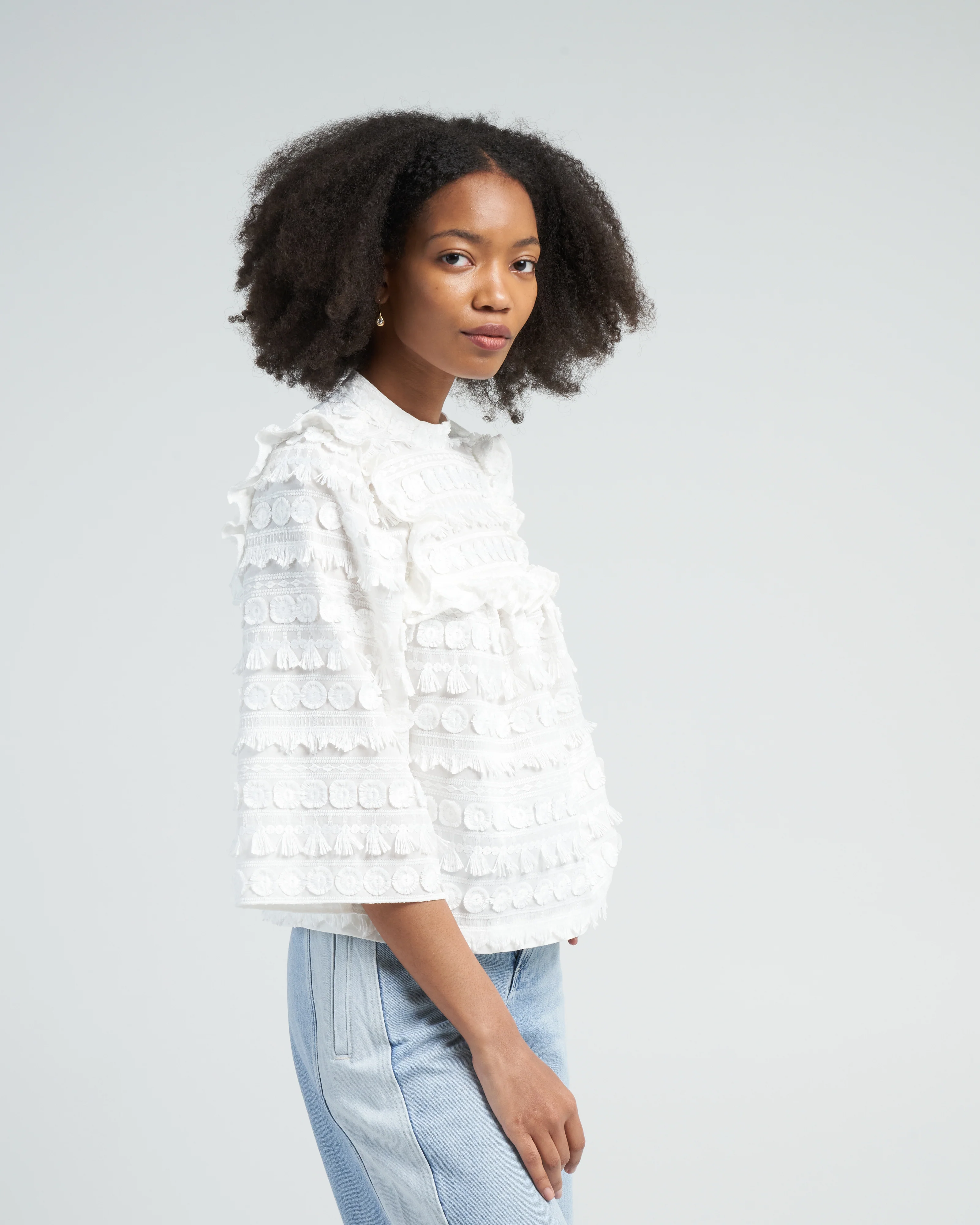 a-line blouse - white - Image 3