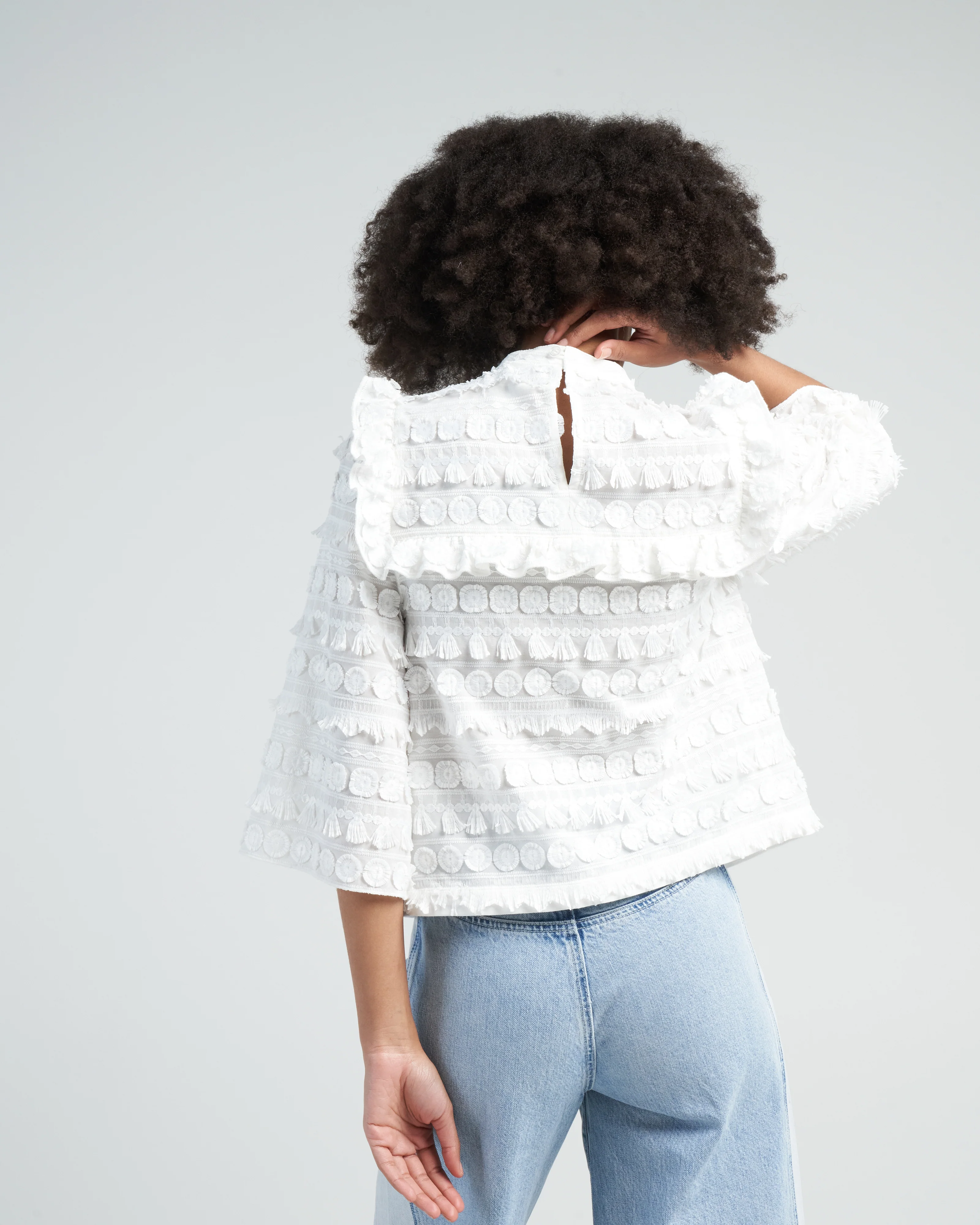 a-line blouse - white - Image 4