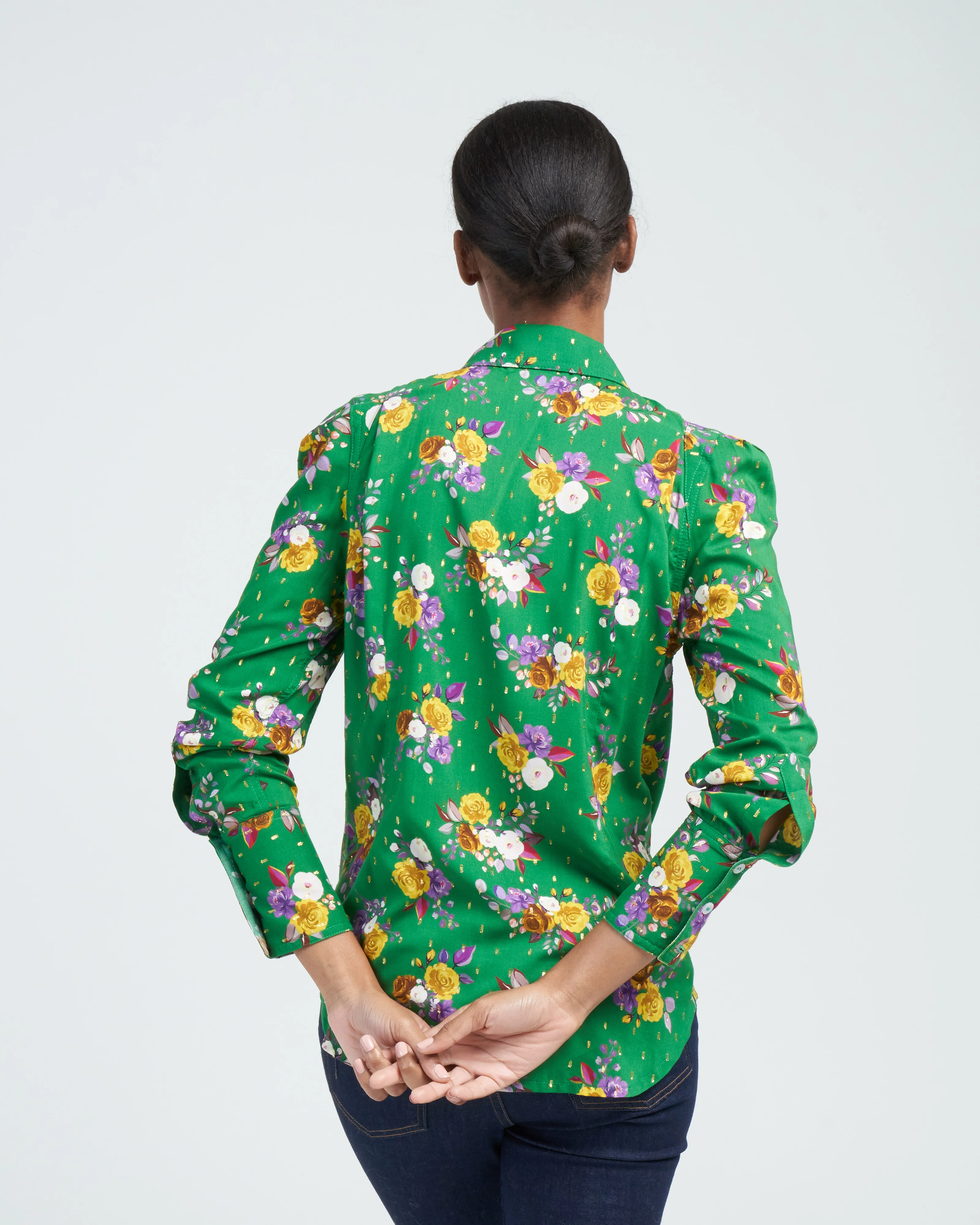 box pleat shirt - kelly green multi - Image 4