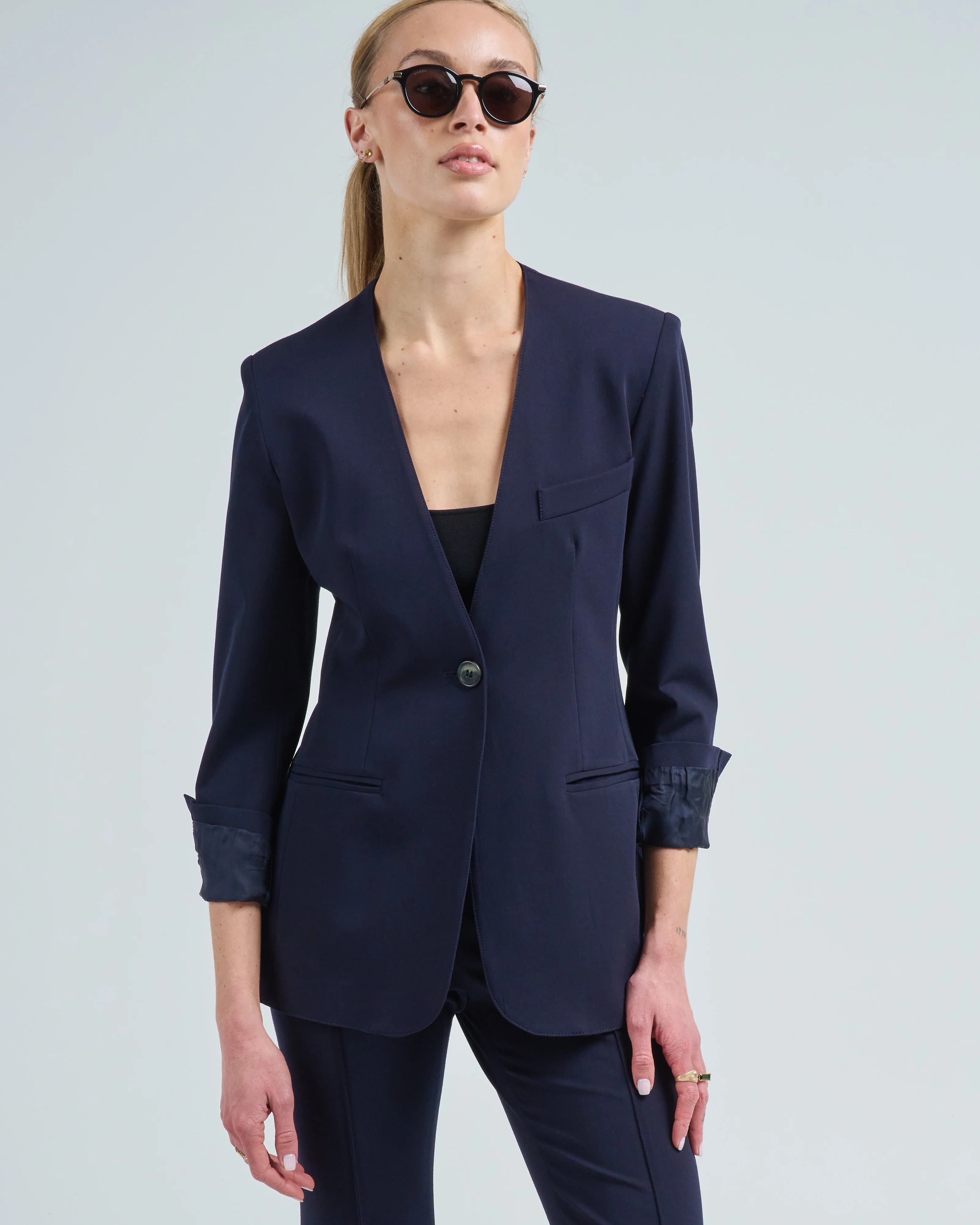 collarless blazer - Image 2