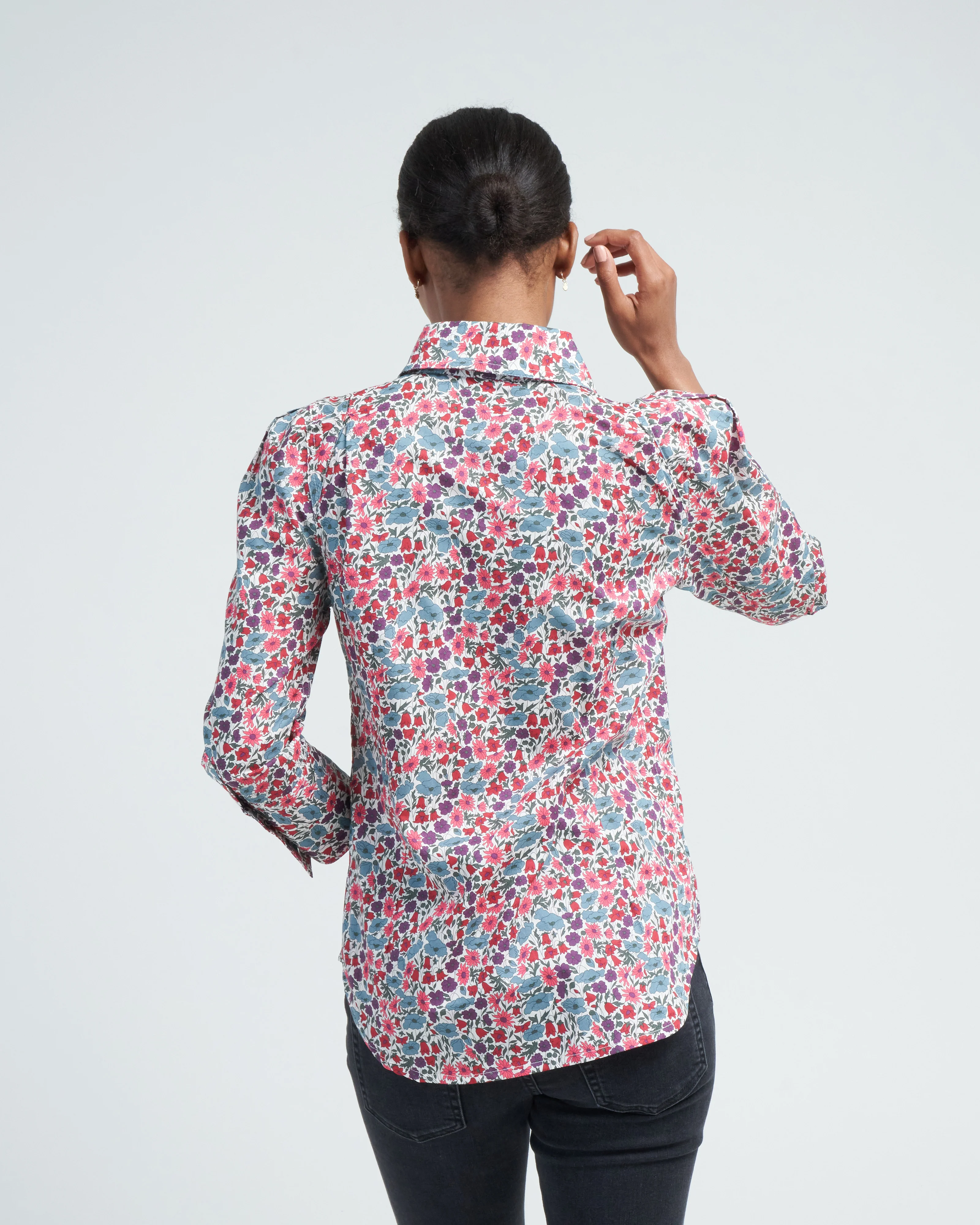 crop sleeve box pleat shirt - multi floral - Image 4