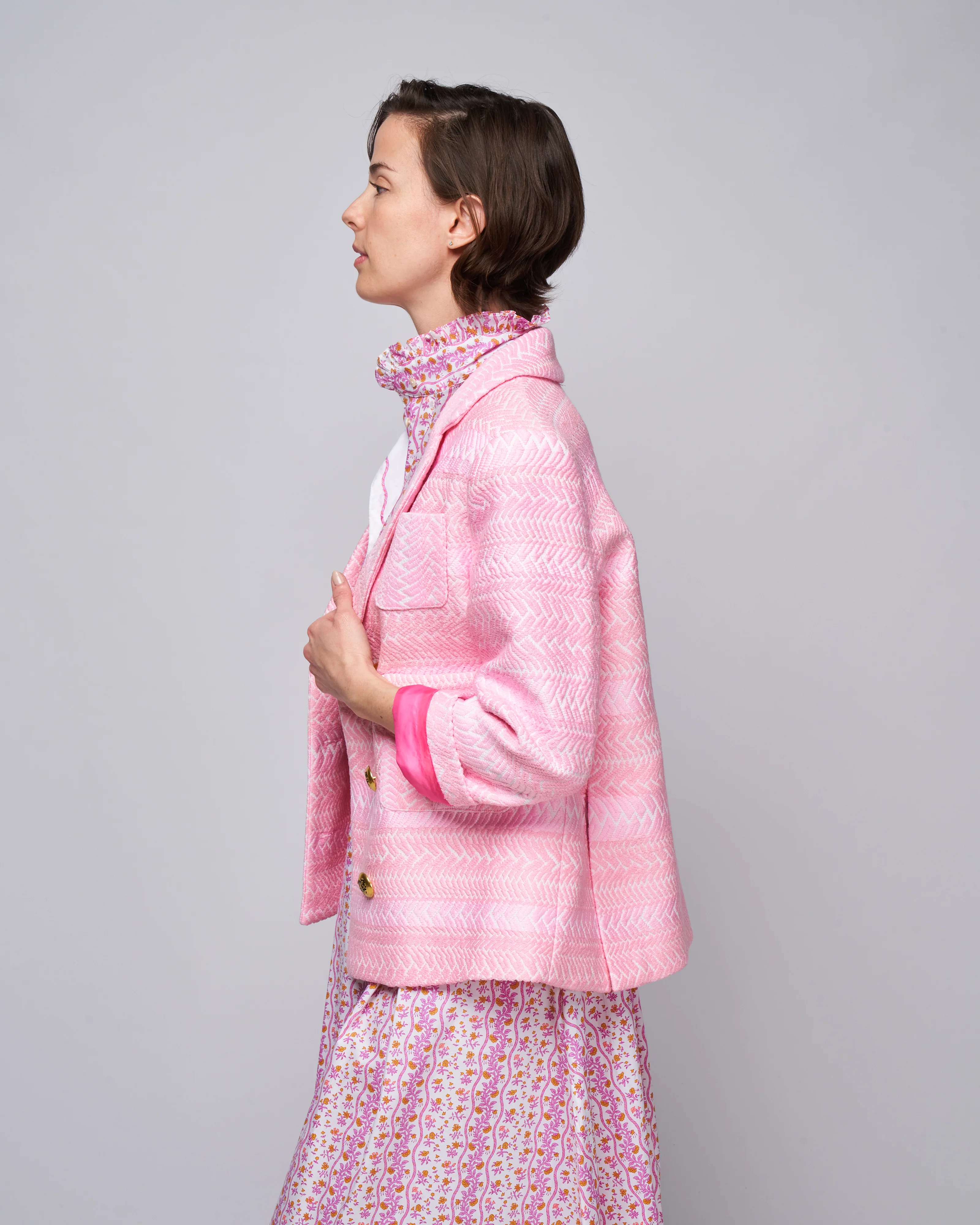 db patch pocket jacket - pastel pink jaquard - Image 2