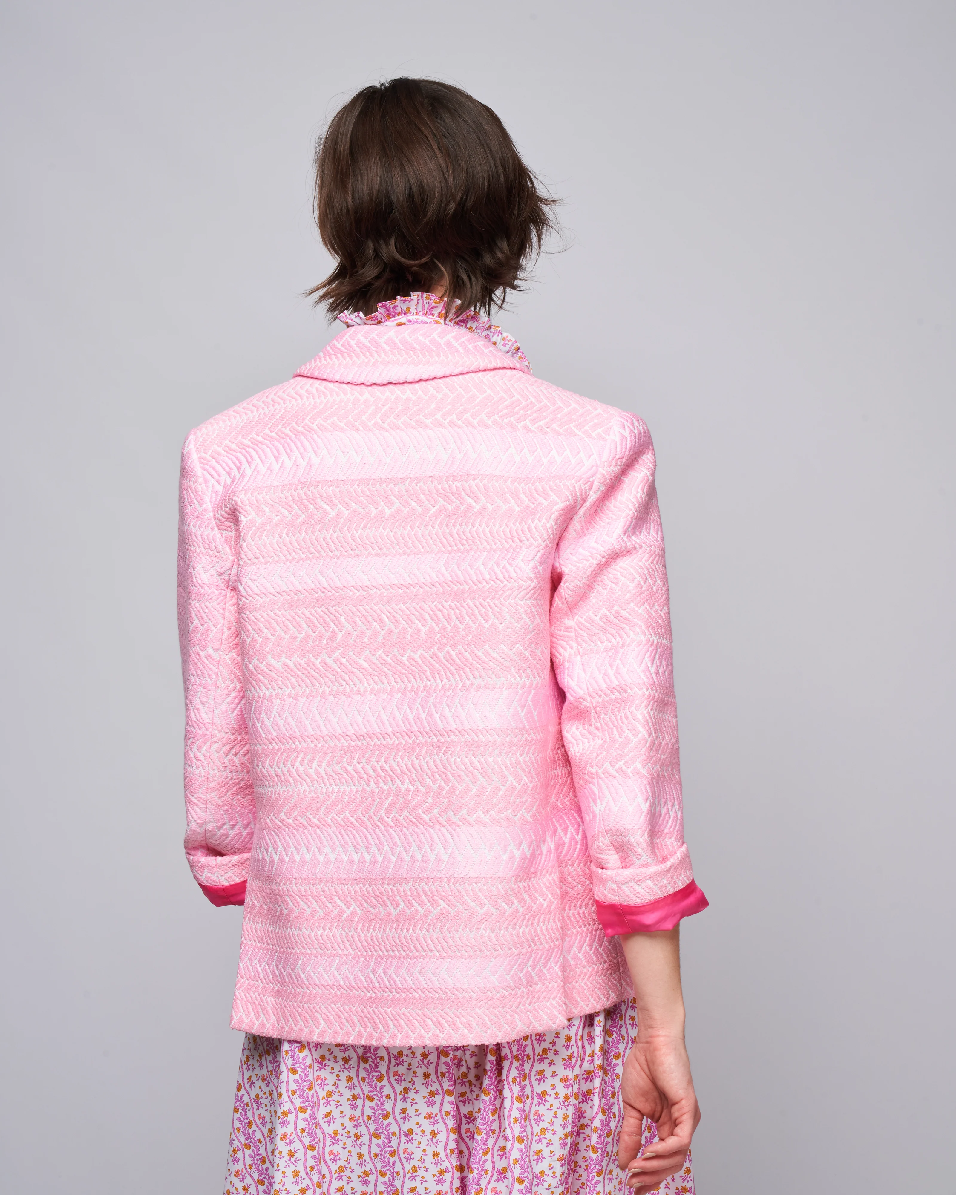 db patch pocket jacket - pastel pink jaquard - Image 3