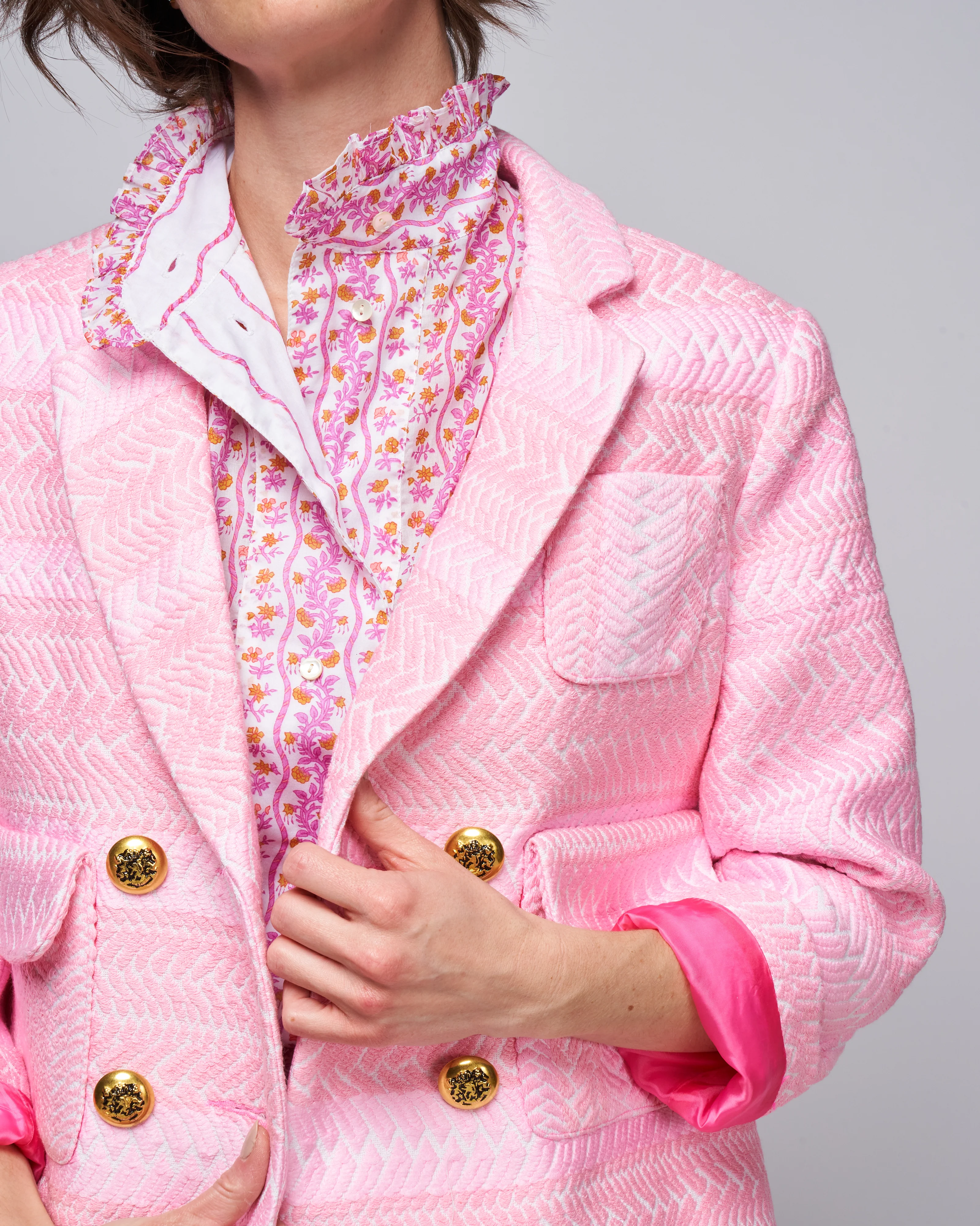 db patch pocket jacket - pastel pink jaquard - Image 4