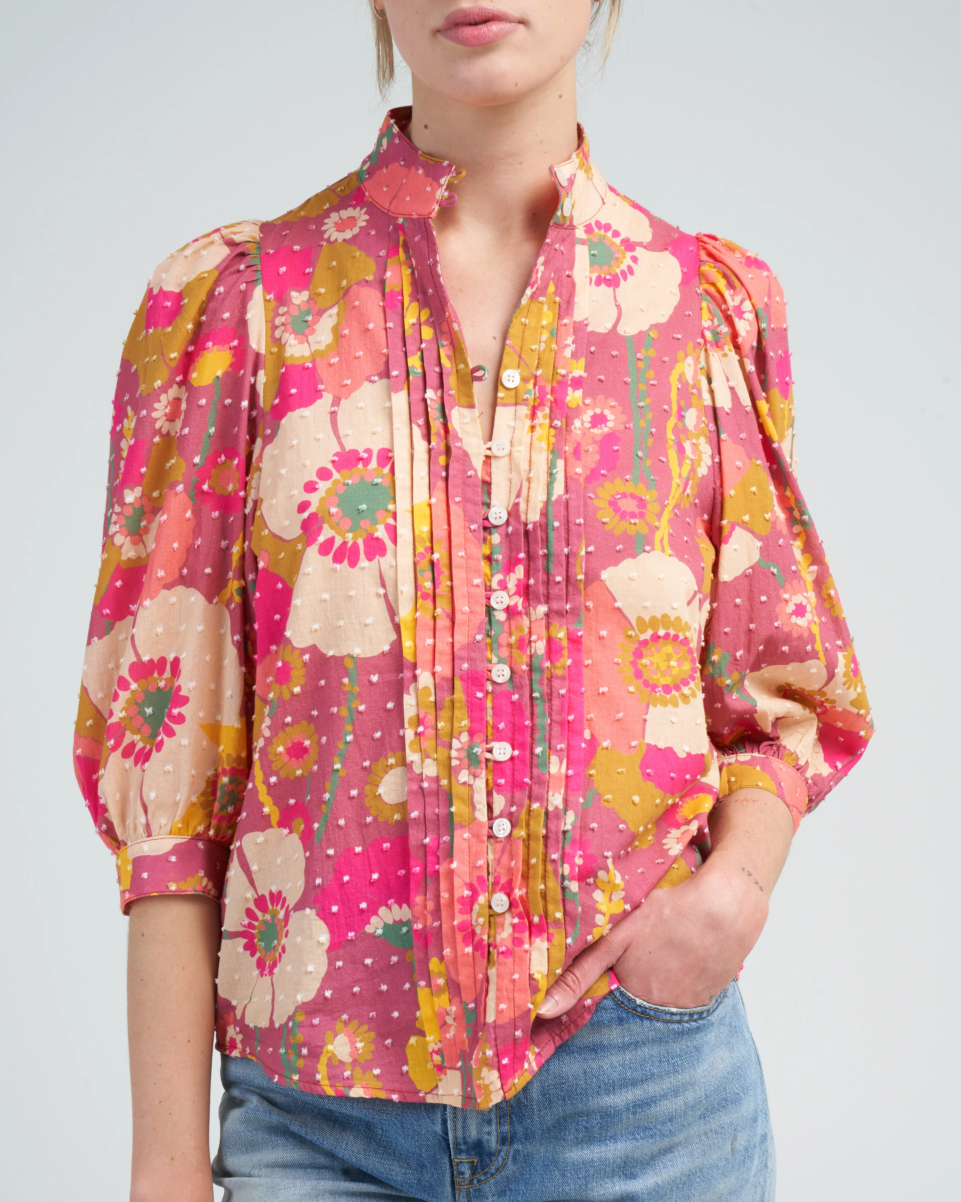 frontier blouse - dusty rose floral - Image 4
