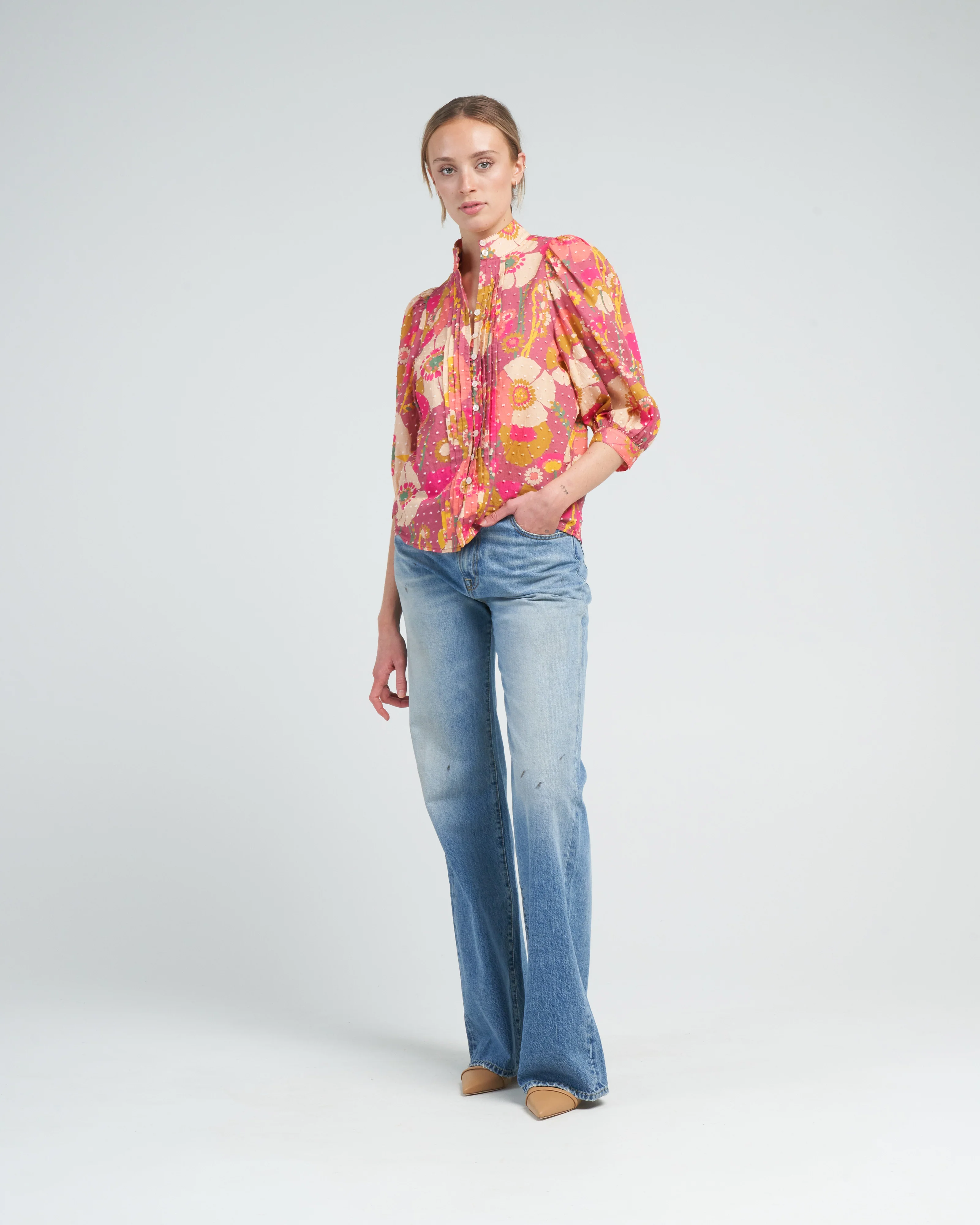 frontier blouse - dusty rose floral - Image 5