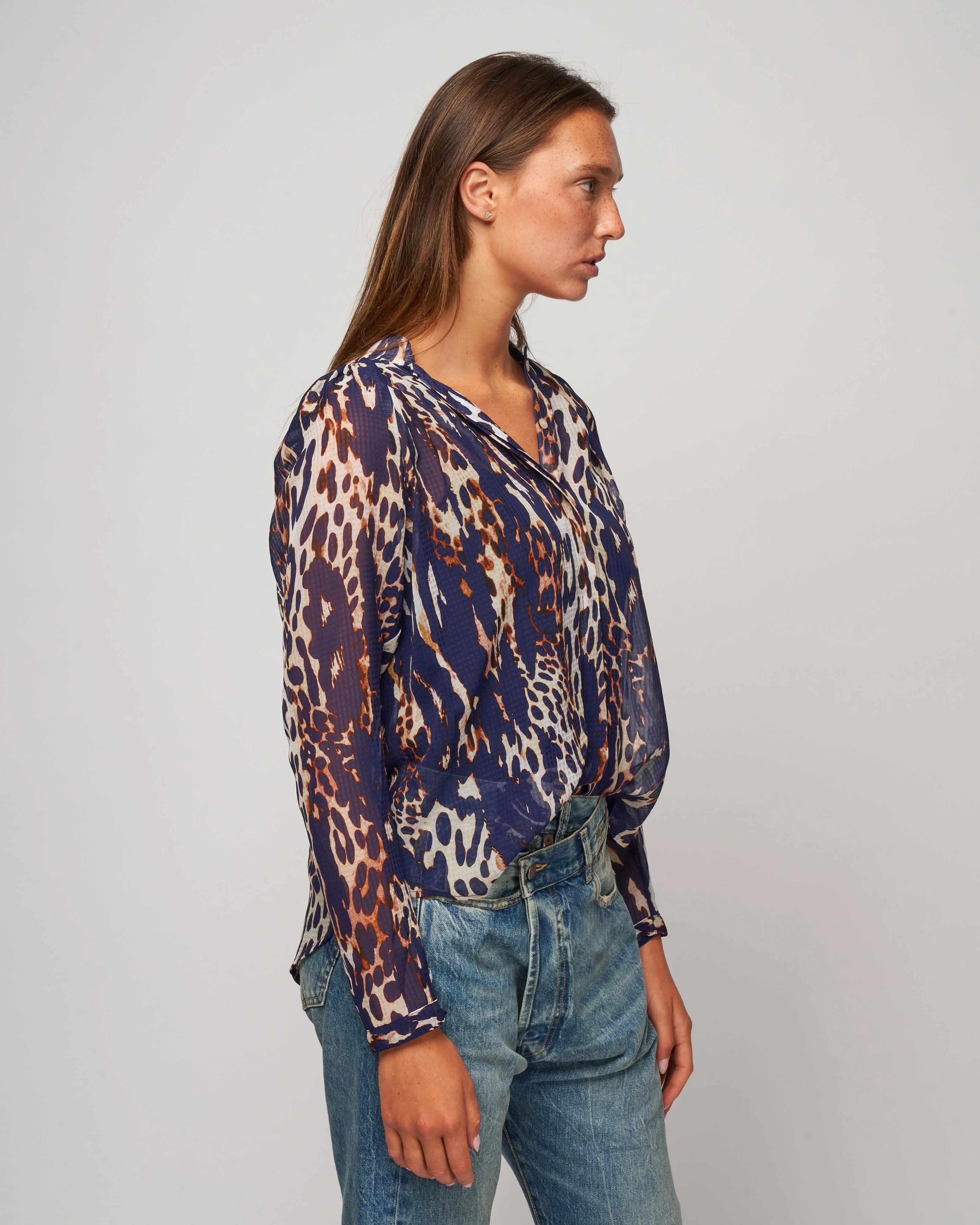 gathered blouse - midnight leopard - Image 3
