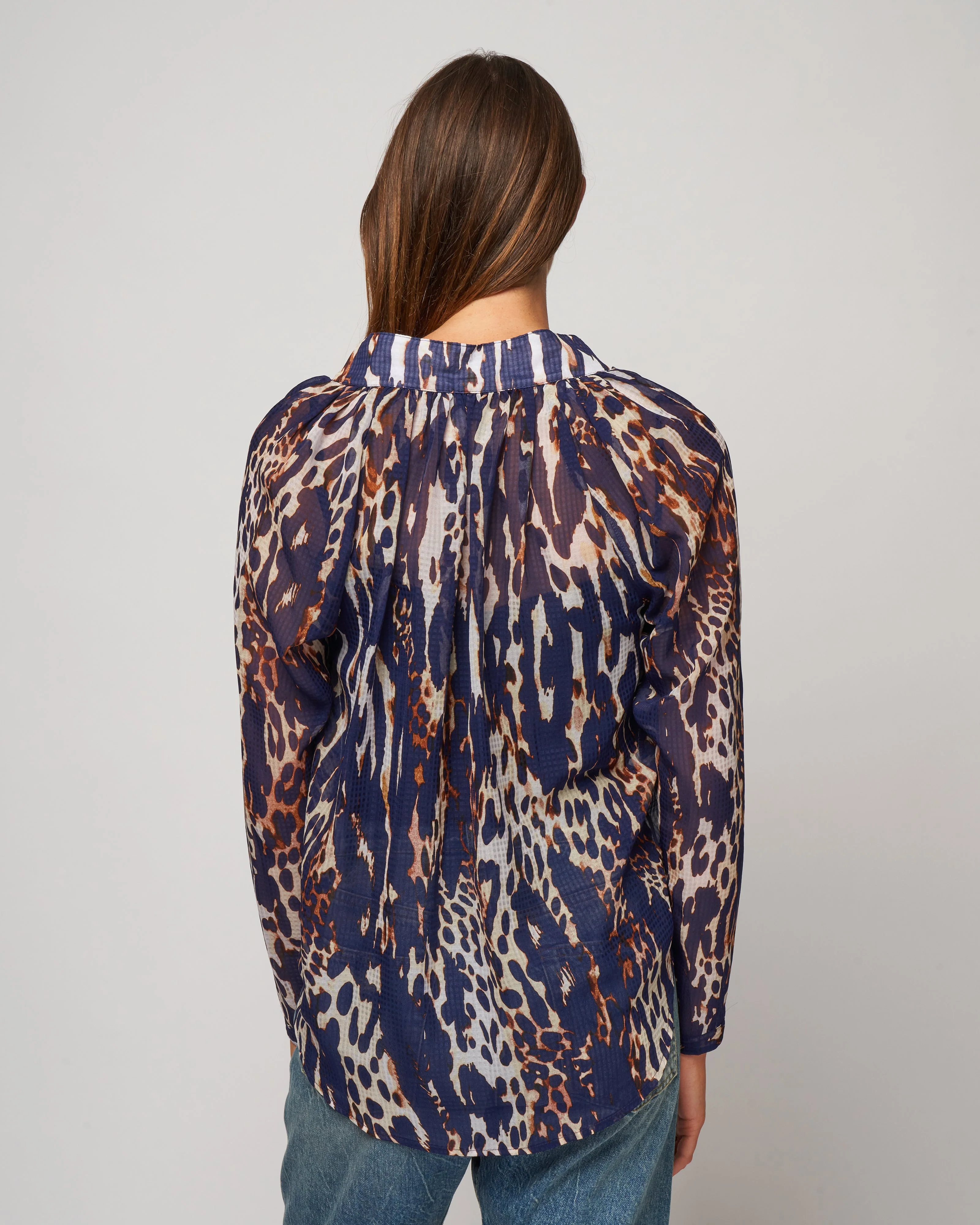 gathered blouse - midnight leopard - Image 4