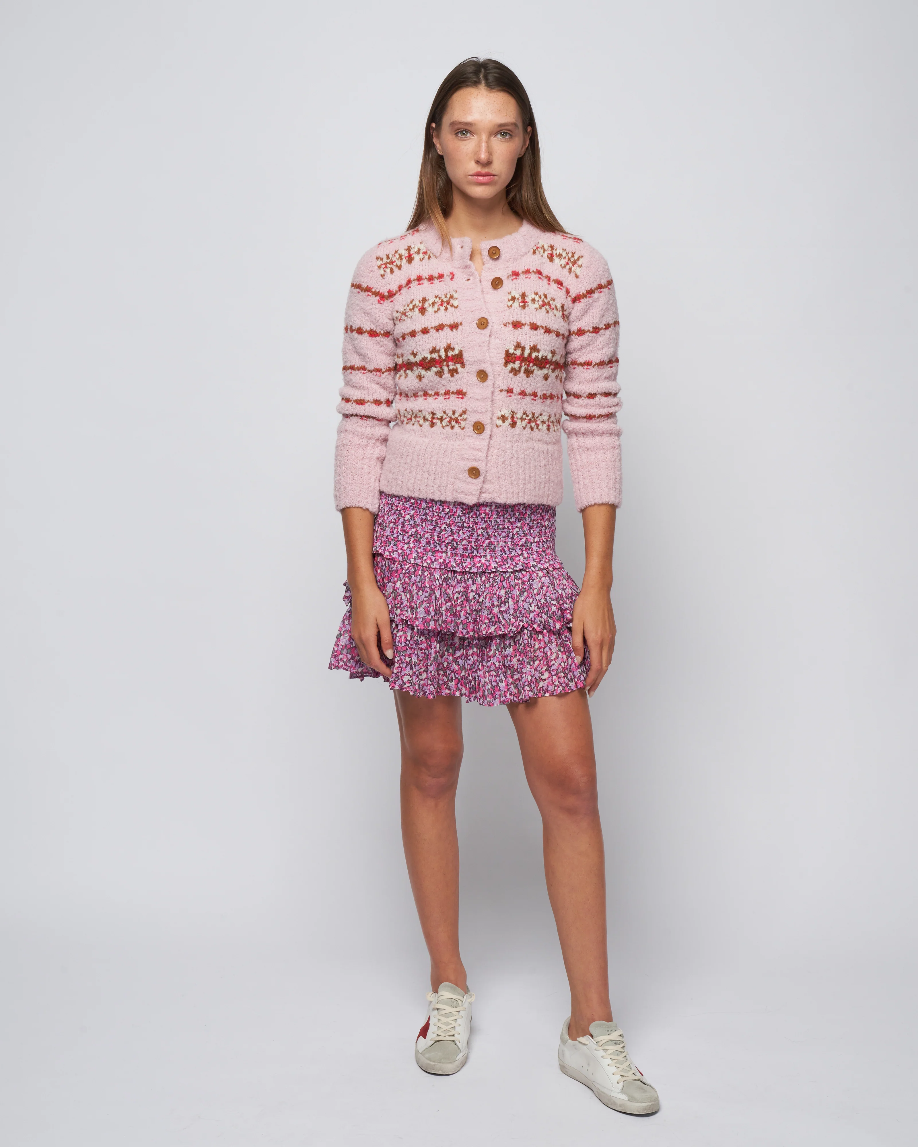 handknit granny cardigan - blush fair isle - Image 2