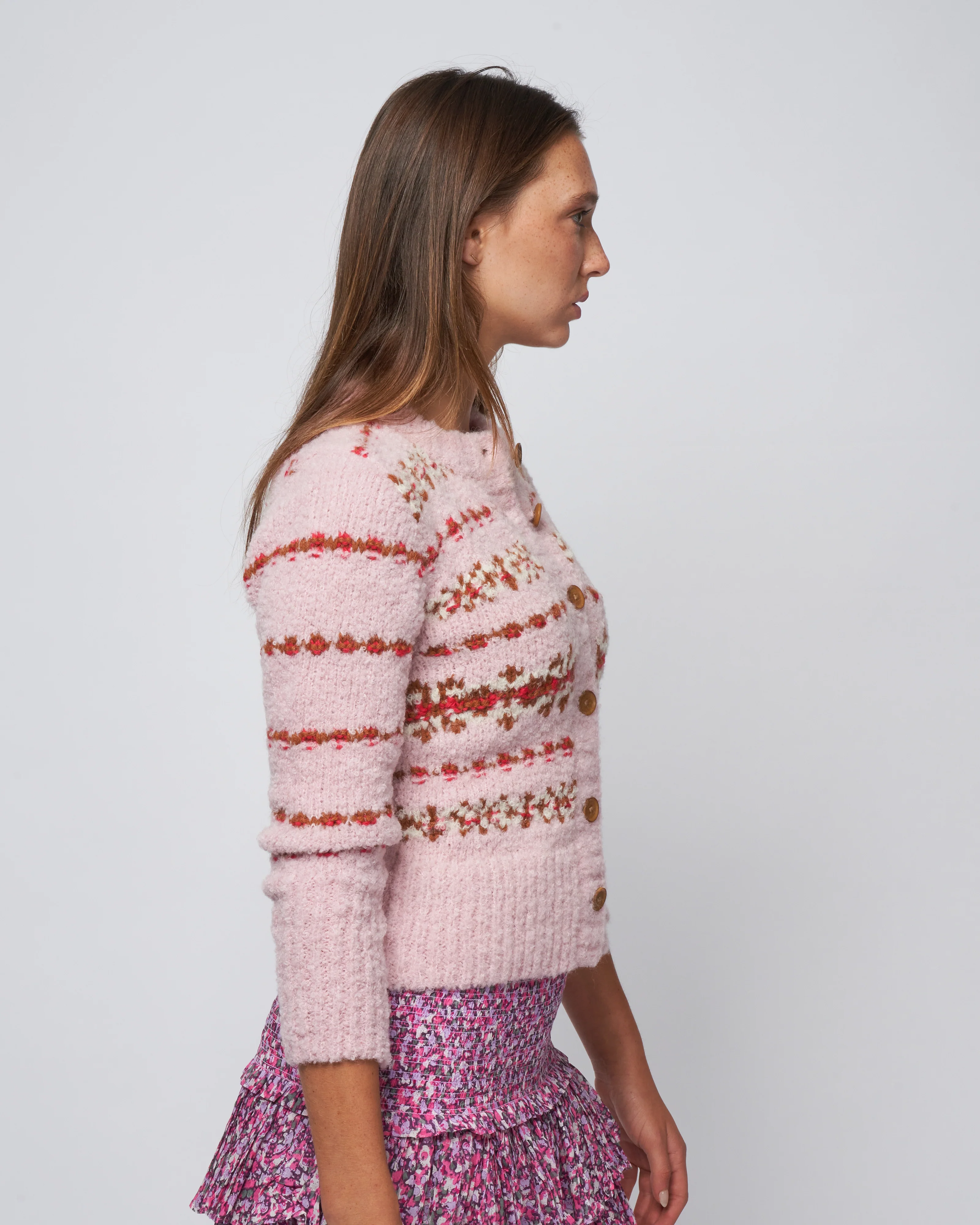 handknit granny cardigan - blush fair isle - Image 3