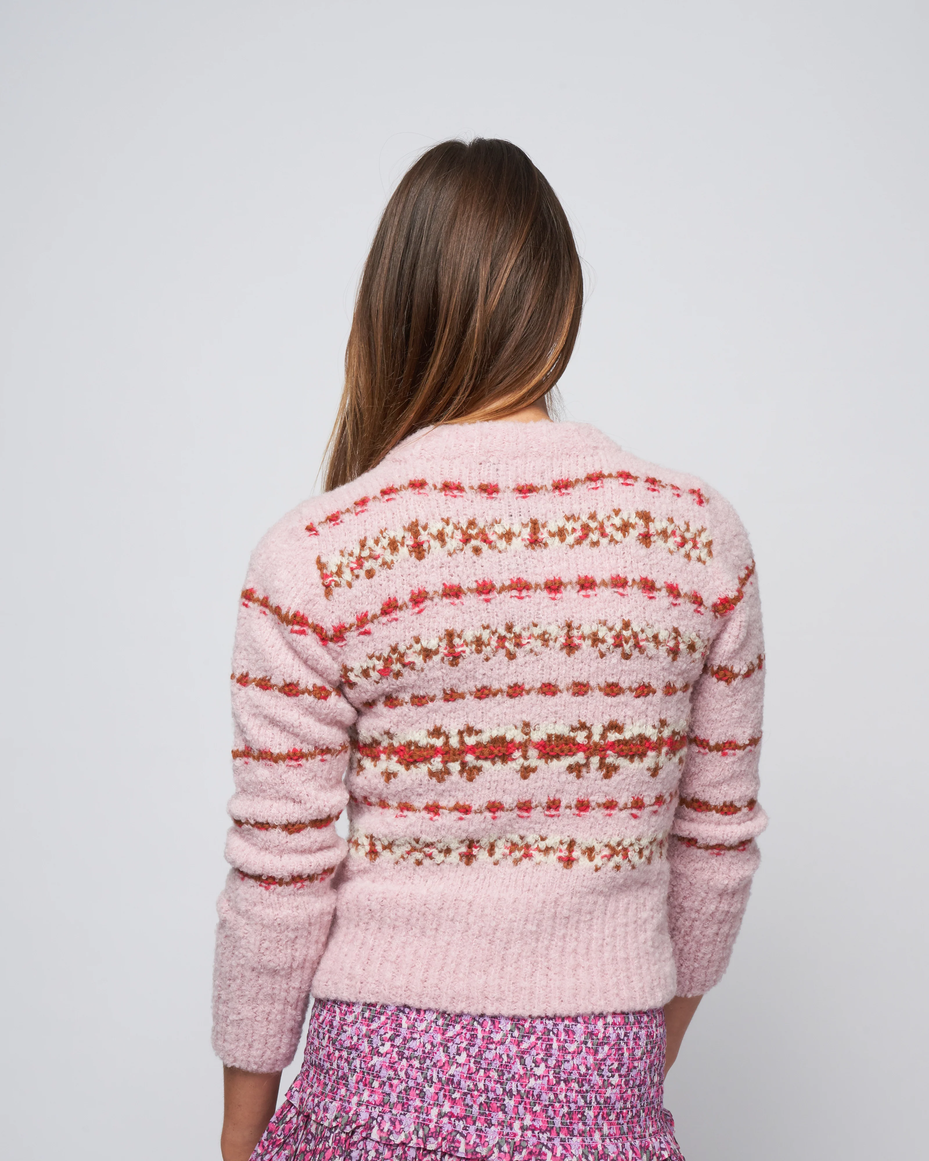 handknit granny cardigan - blush fair isle - Image 4