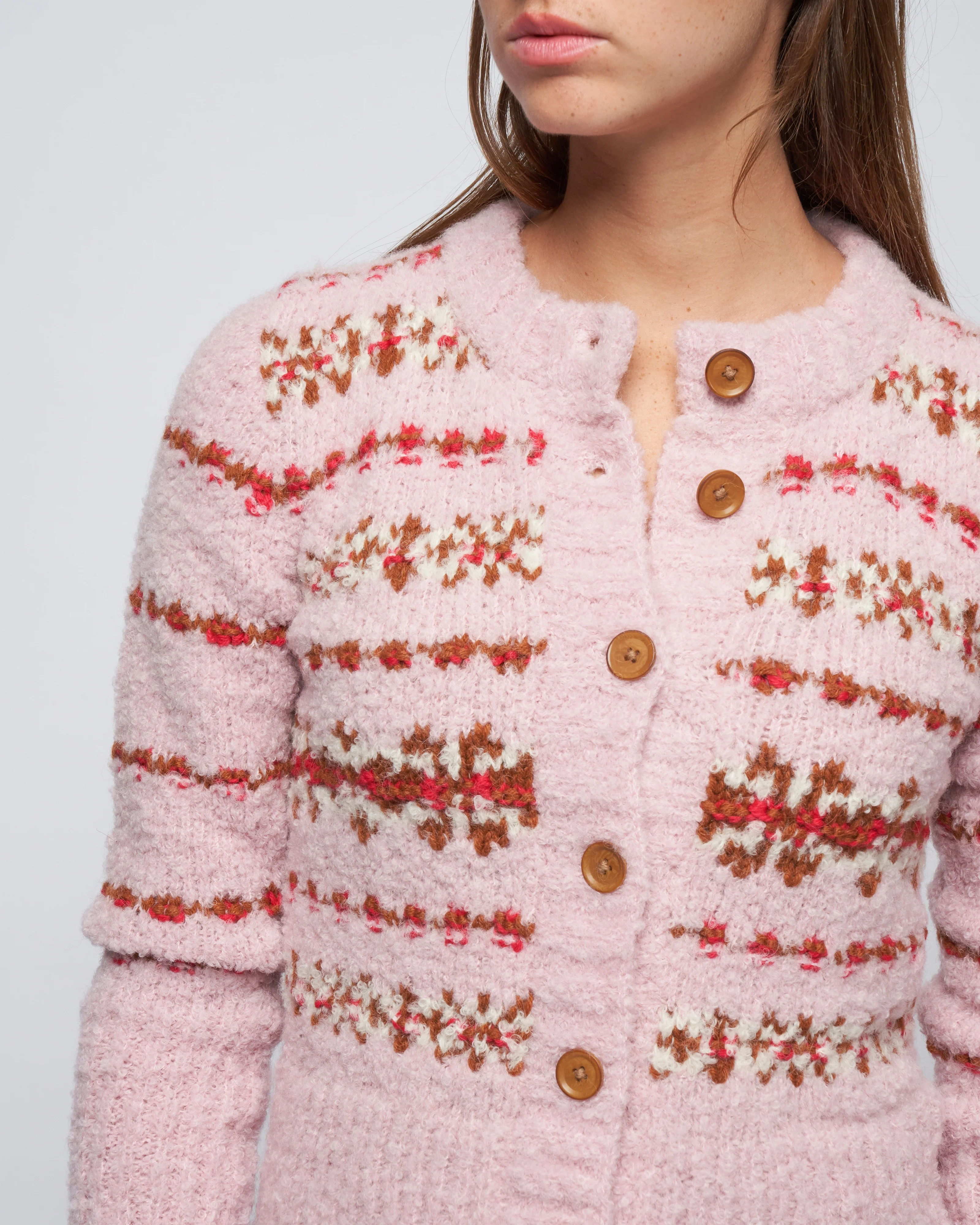 handknit granny cardigan - blush fair isle - Image 5