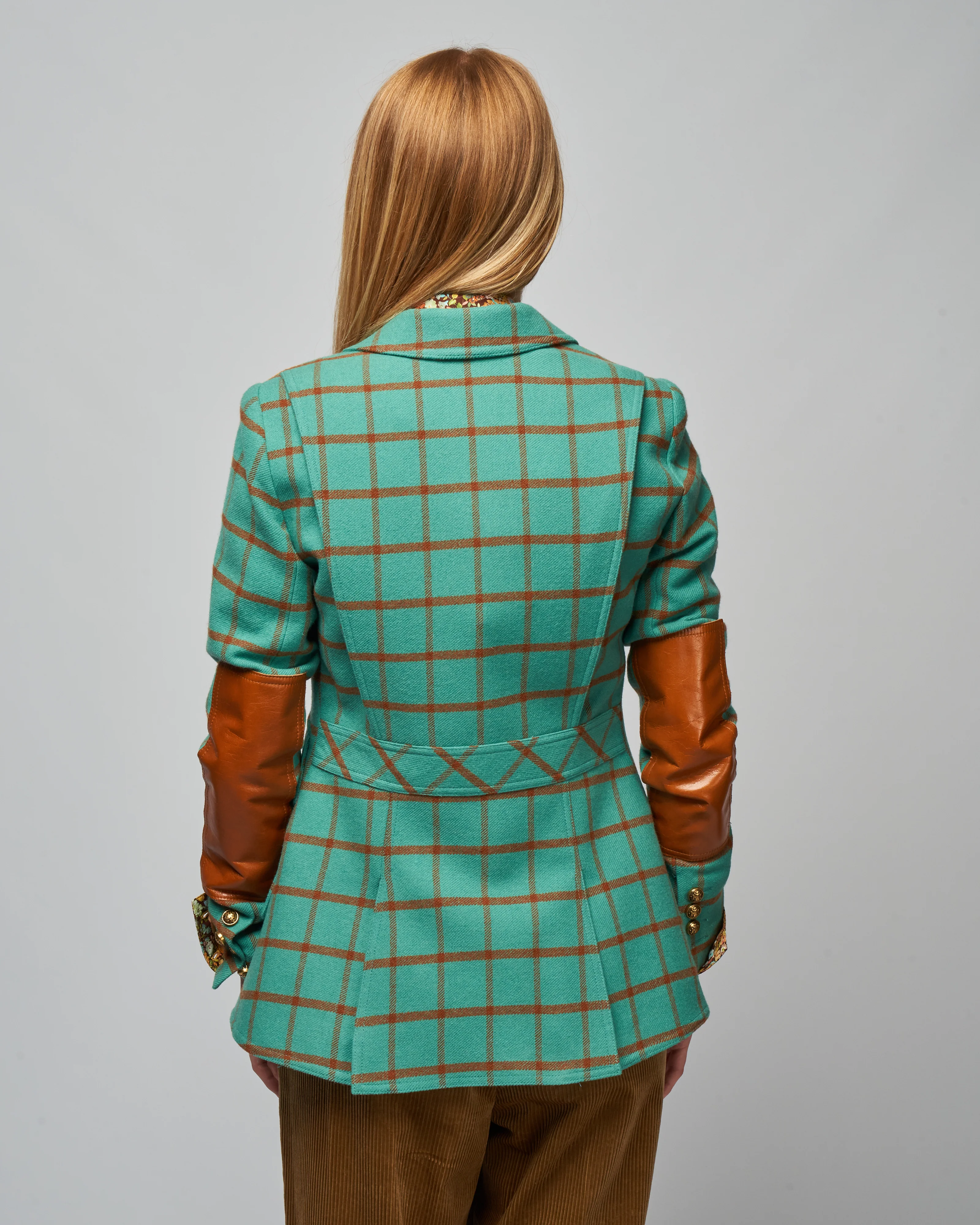 hunting blazer w/ elbow patch - aqua windowpane - Image 4