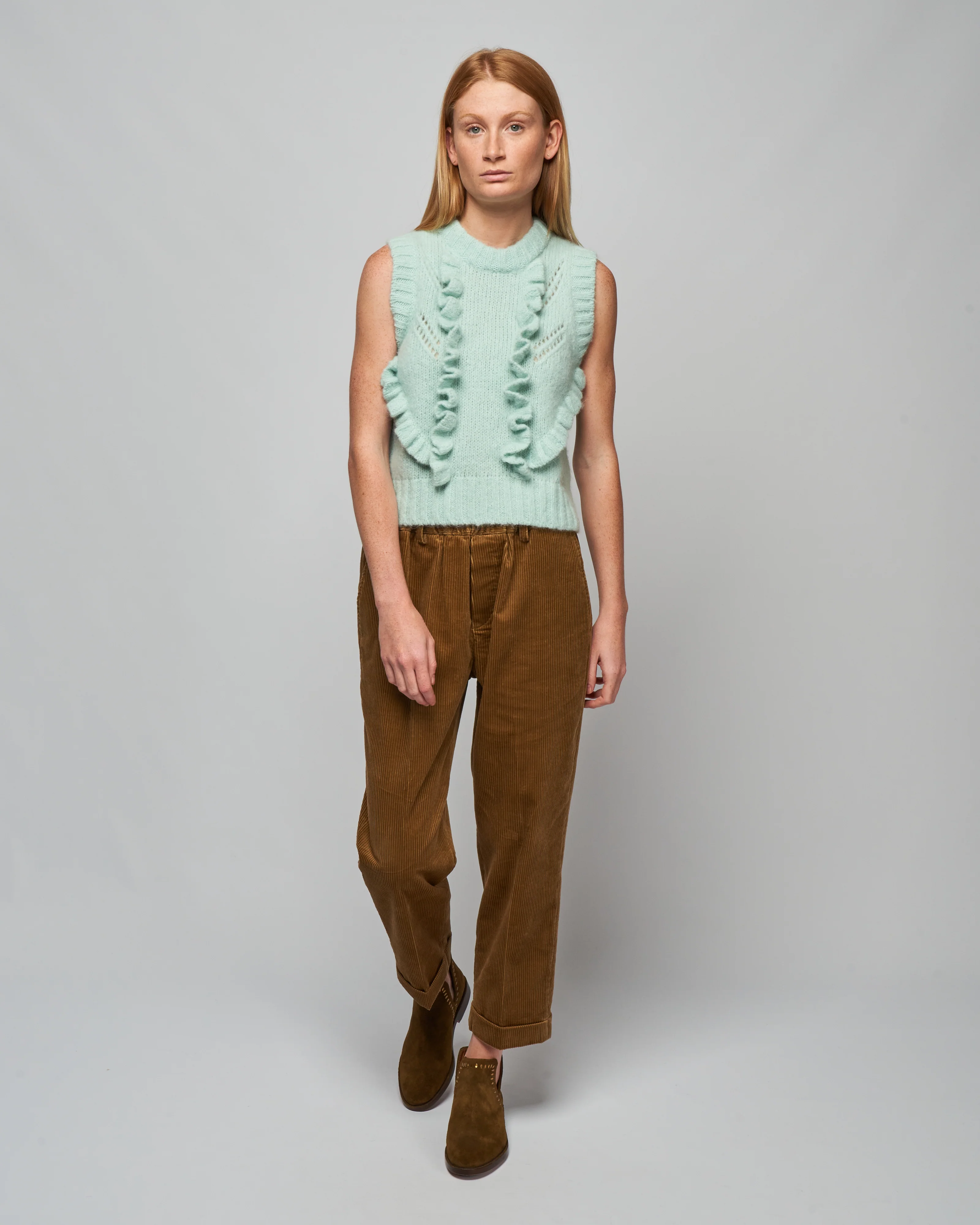 knit ruffle vest - aqua - Image 2