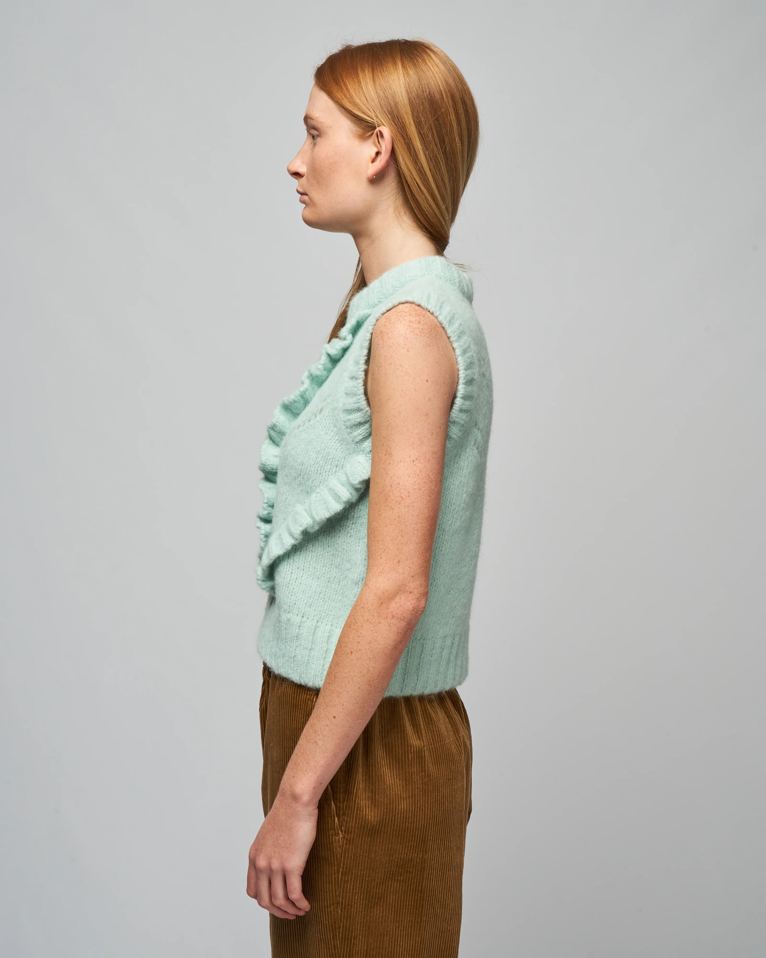 knit ruffle vest - aqua - Image 3