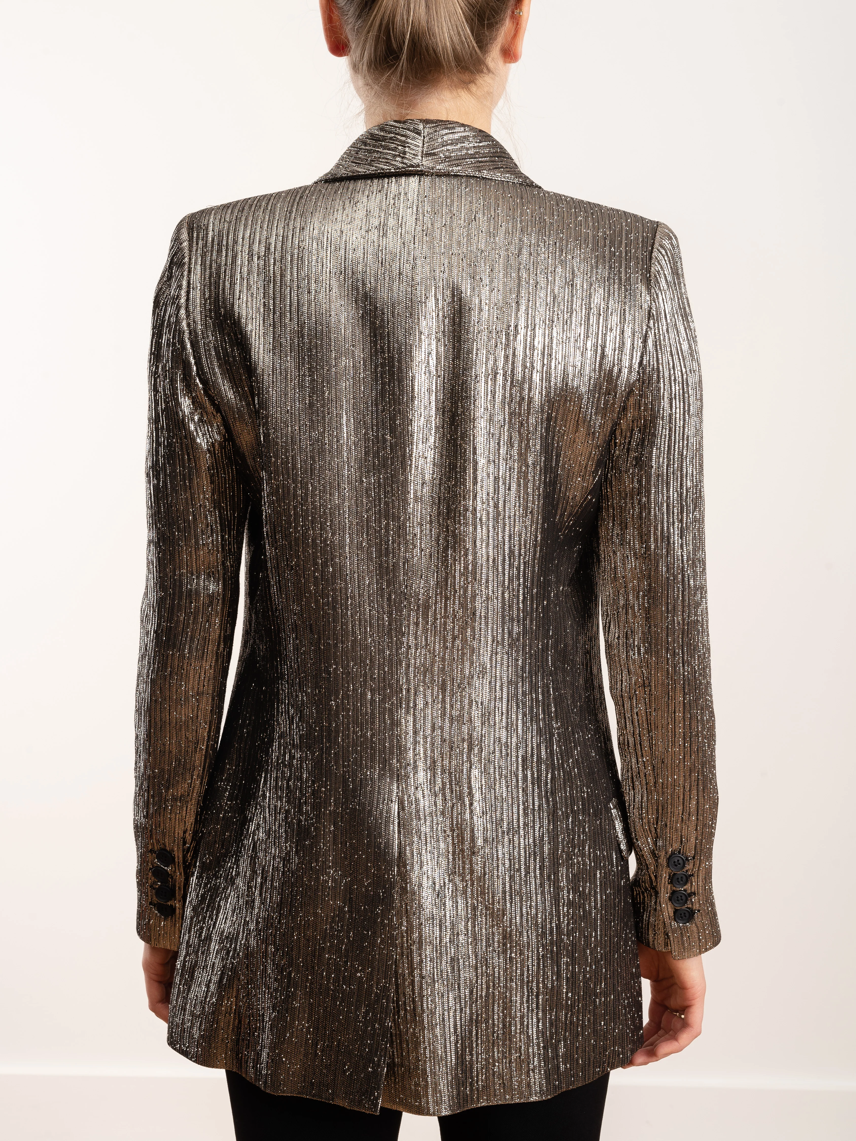 long shawl blazer - pewter lame - Image 5