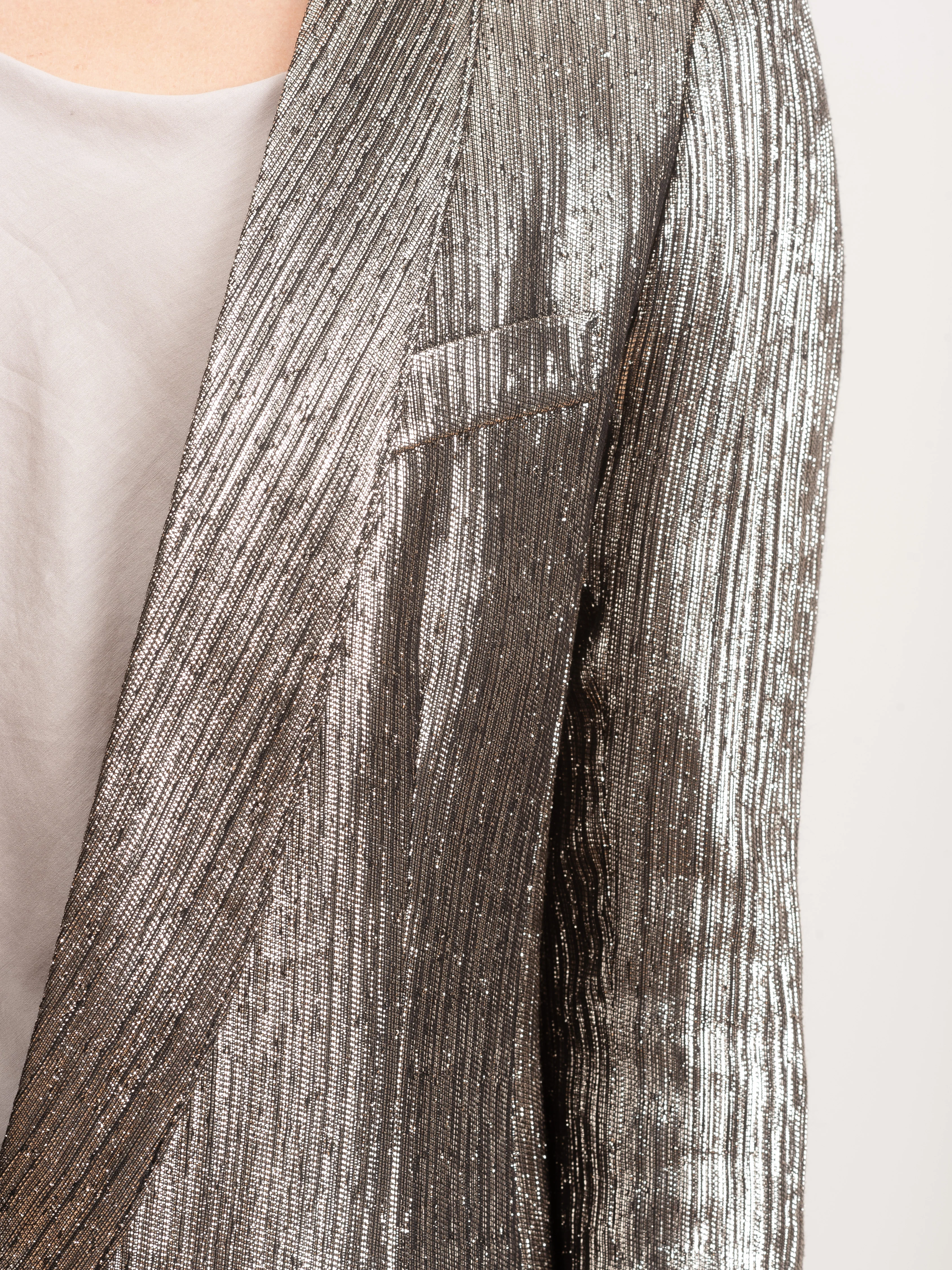 long shawl blazer - pewter lame - Image 7