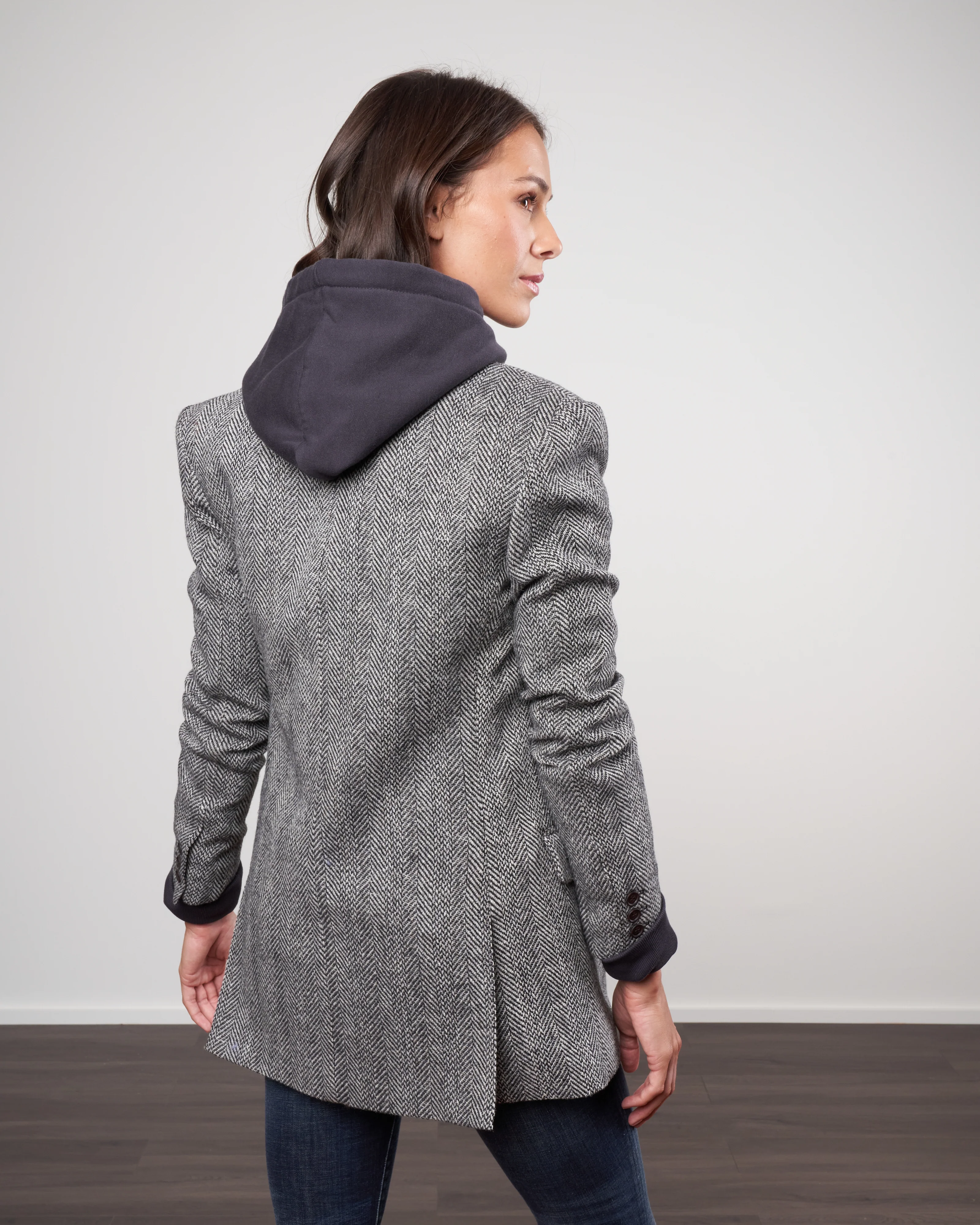 oversized db blazer - black/ivory herringbone - Image 4