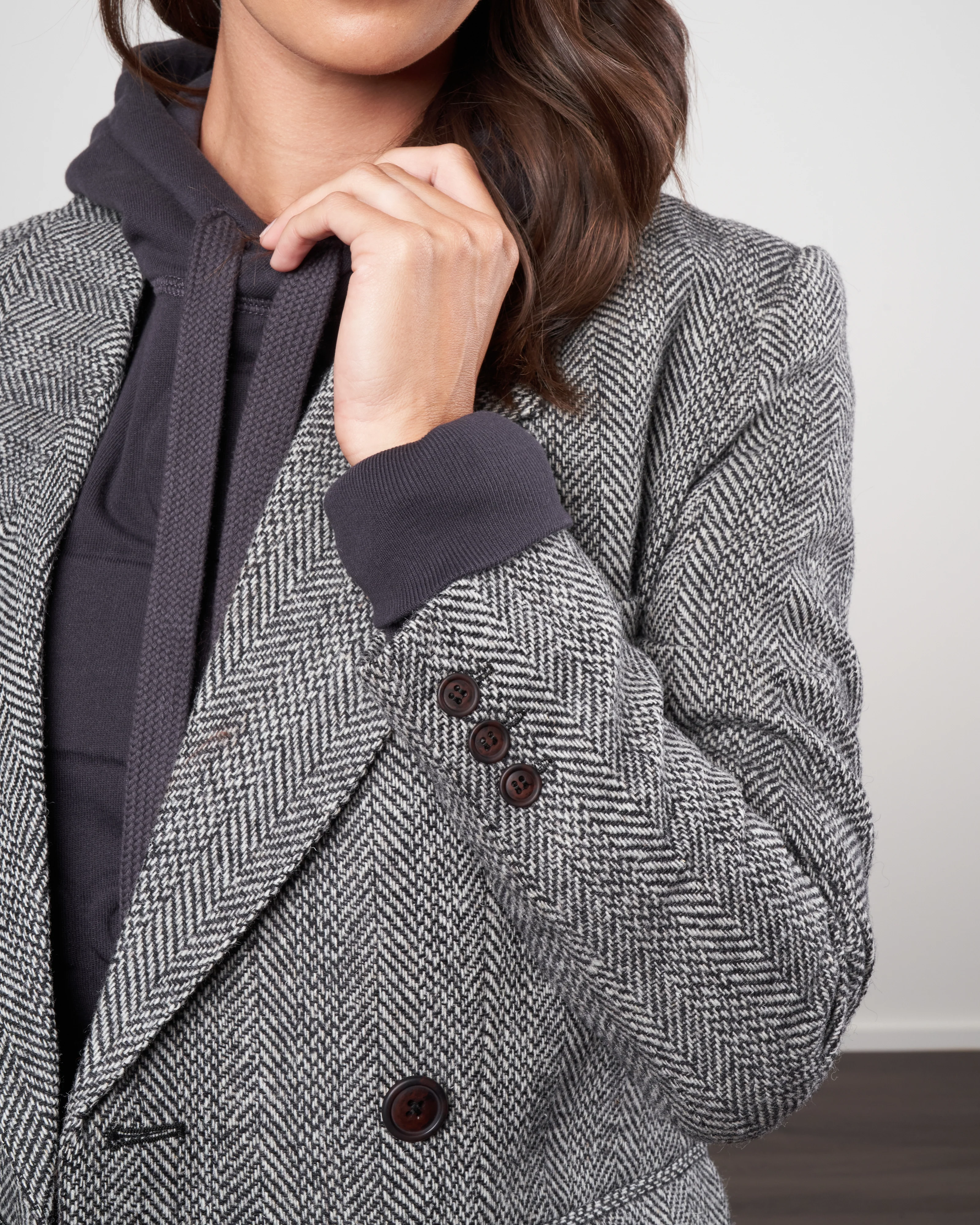 oversized db blazer - black/ivory herringbone - Image 5