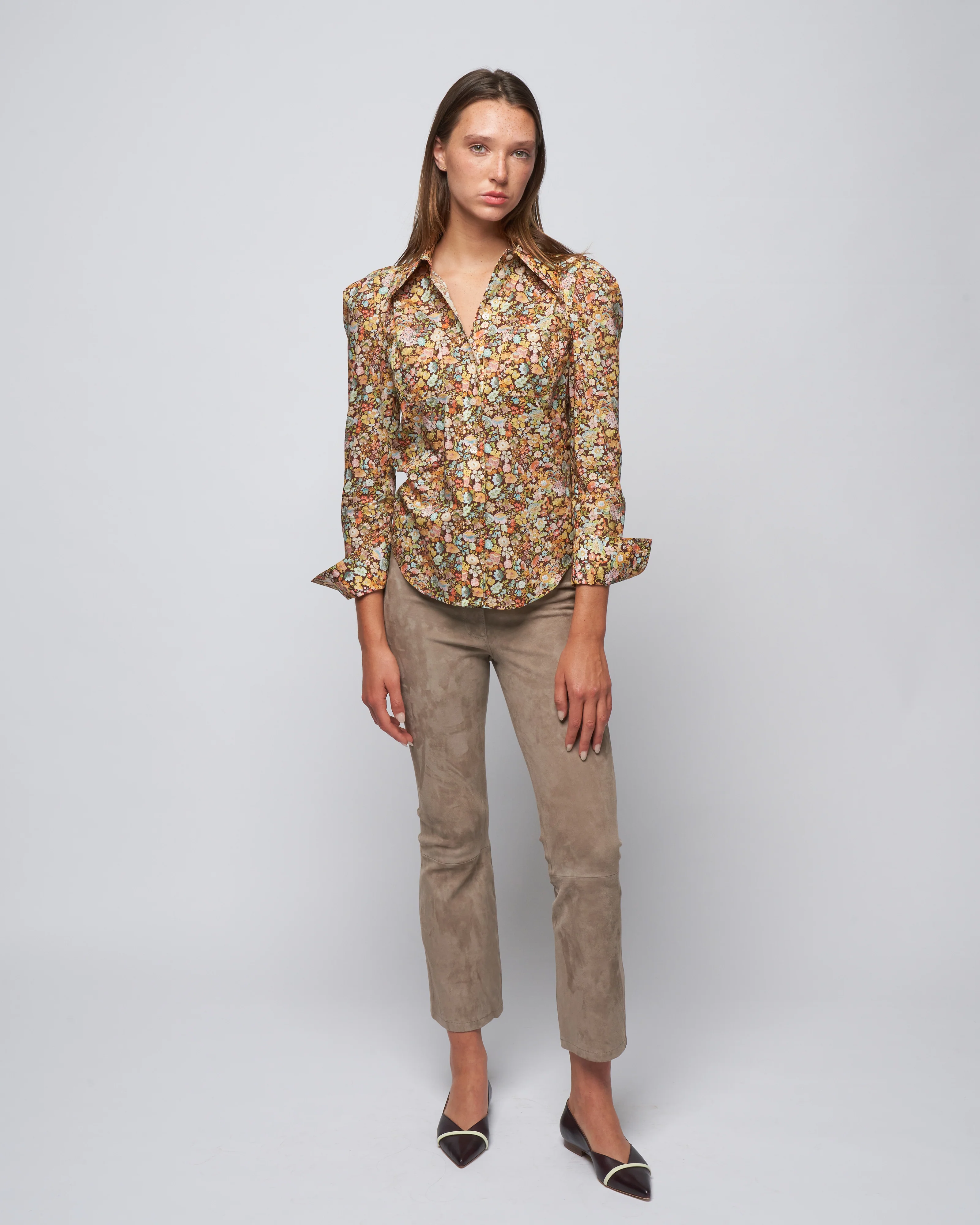 patch pocket box pleat shirt - tawny floral - Image 2