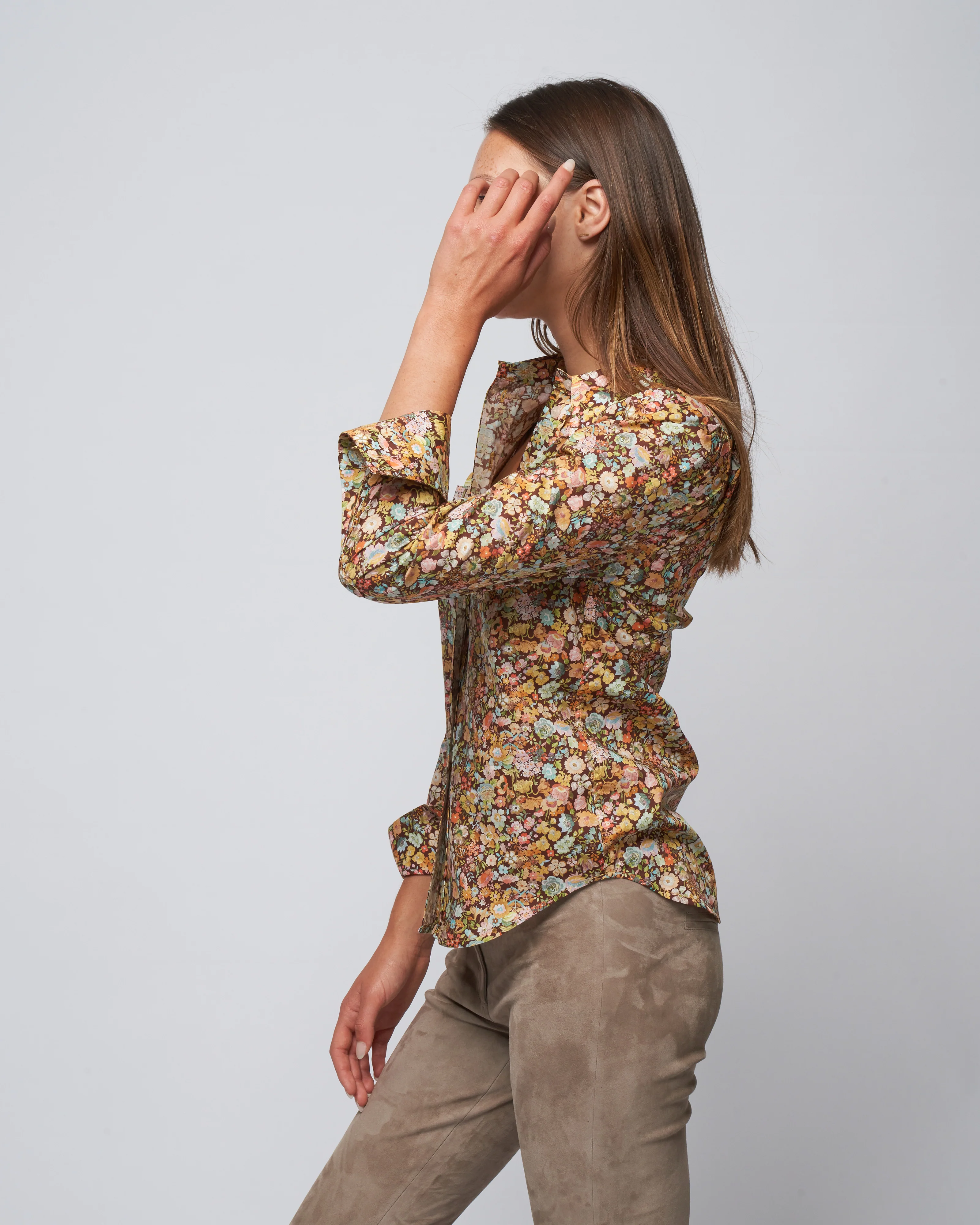 patch pocket box pleat shirt - tawny floral - Image 3