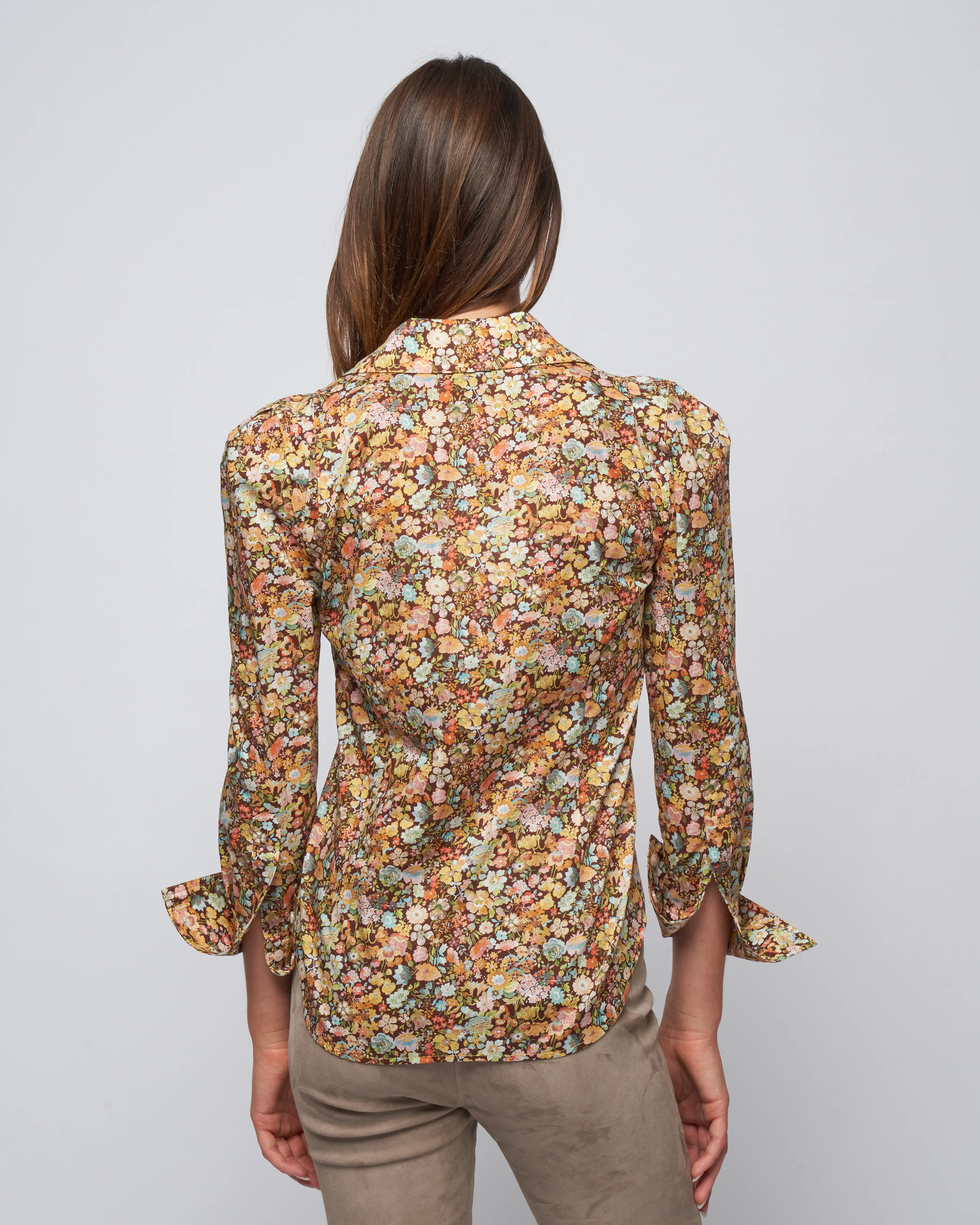 patch pocket box pleat shirt - tawny floral - Image 4
