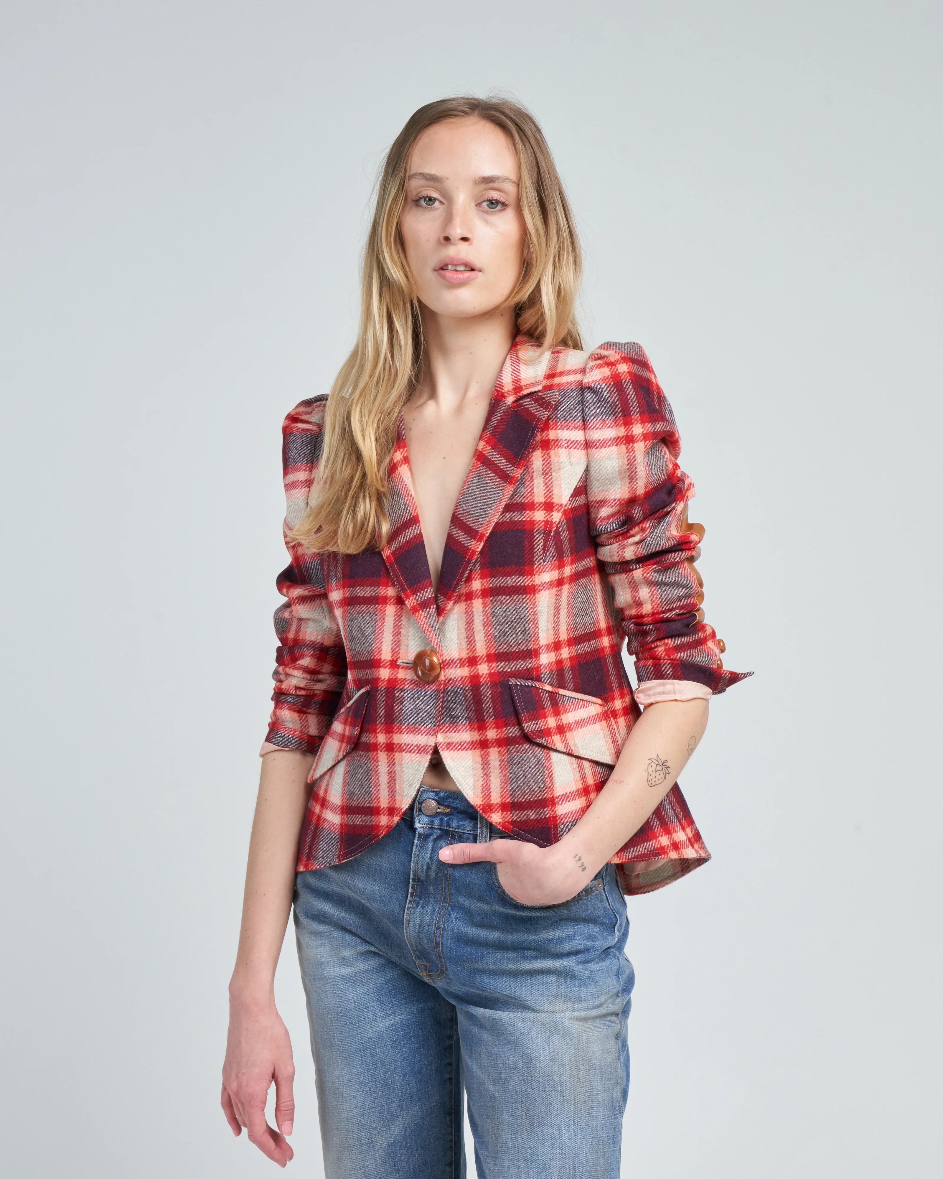 pouf sleeve one button blazer - Image 2