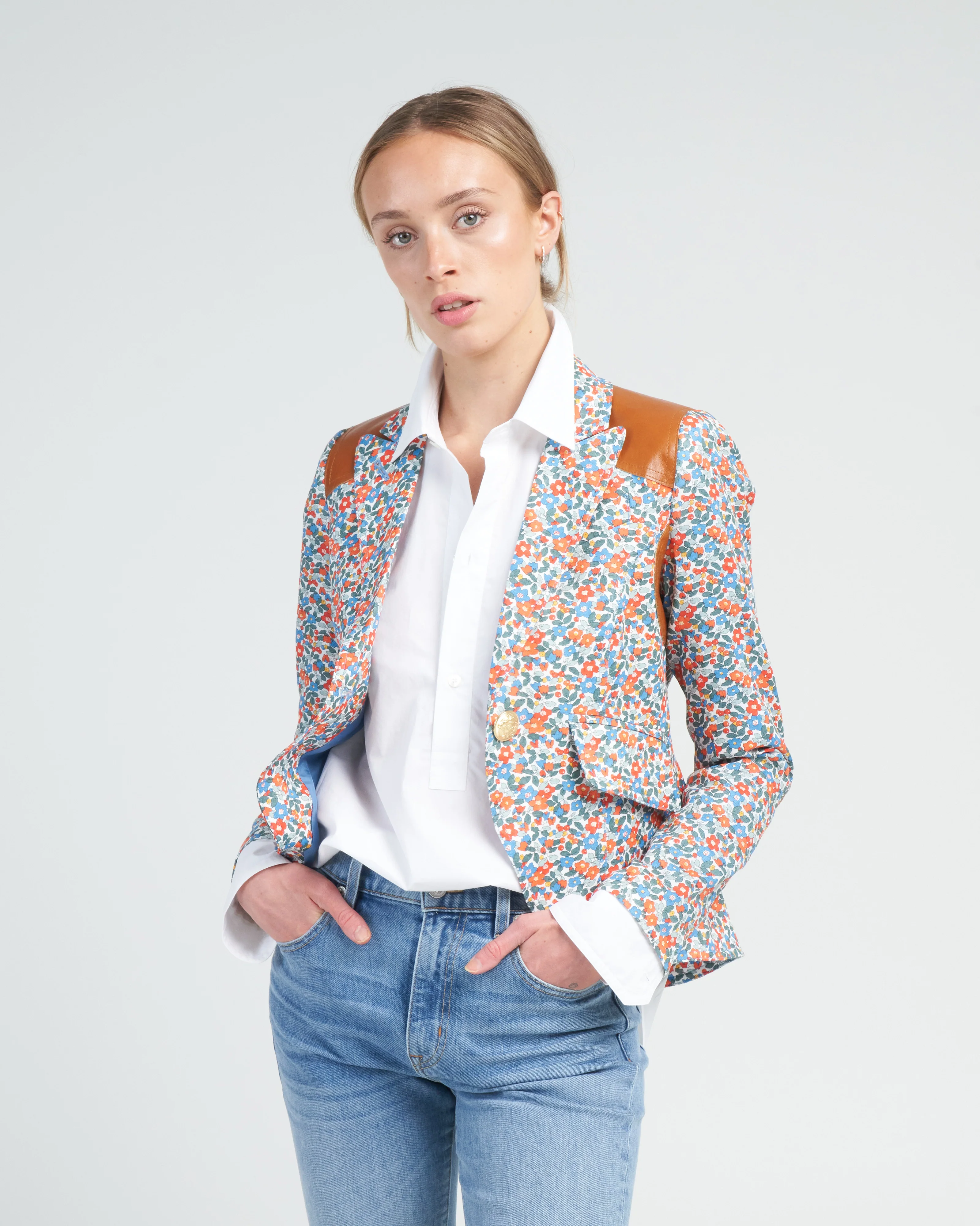 rifle patch one button blazer - multi floral - Image 3