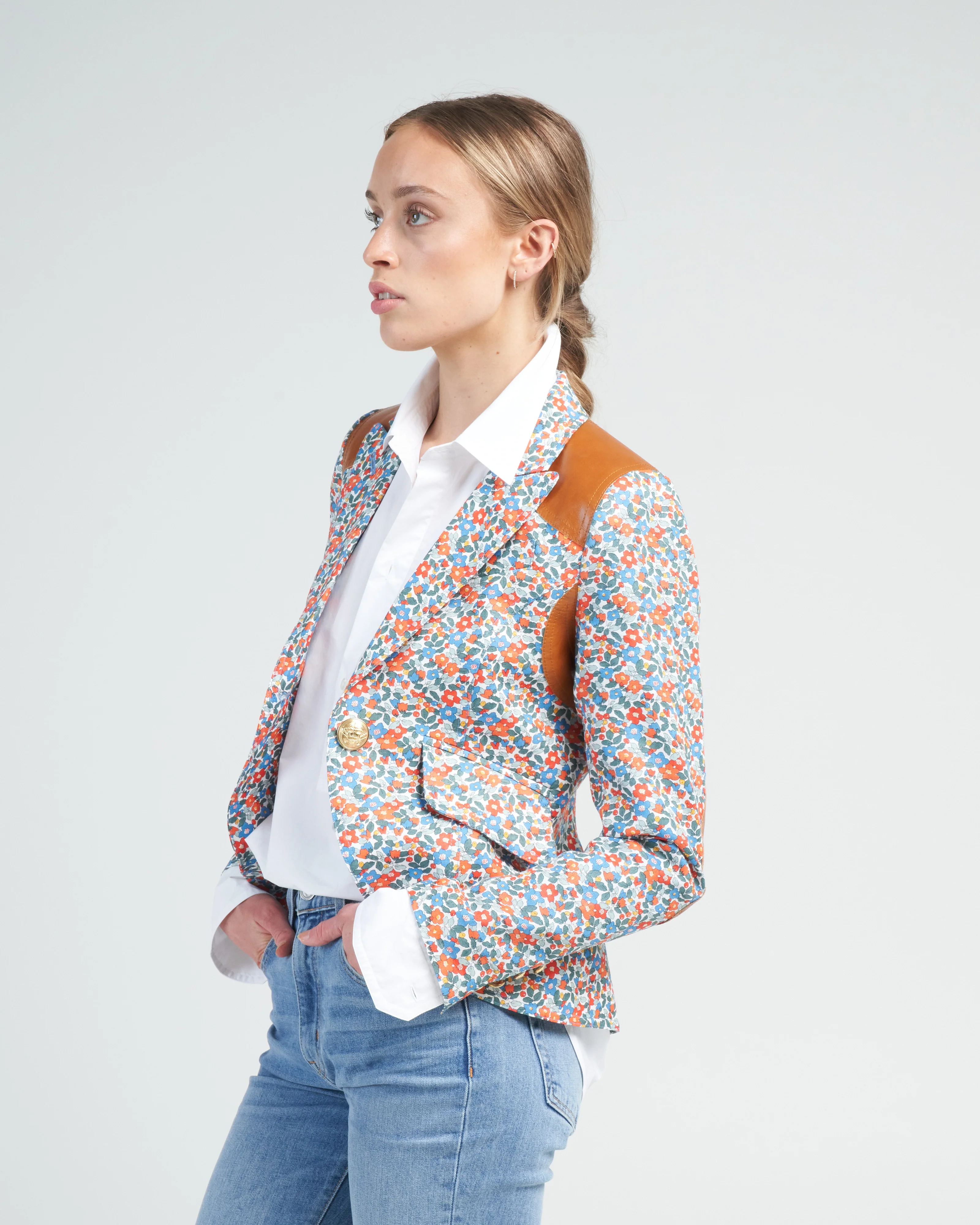 rifle patch one button blazer - multi floral - Image 4