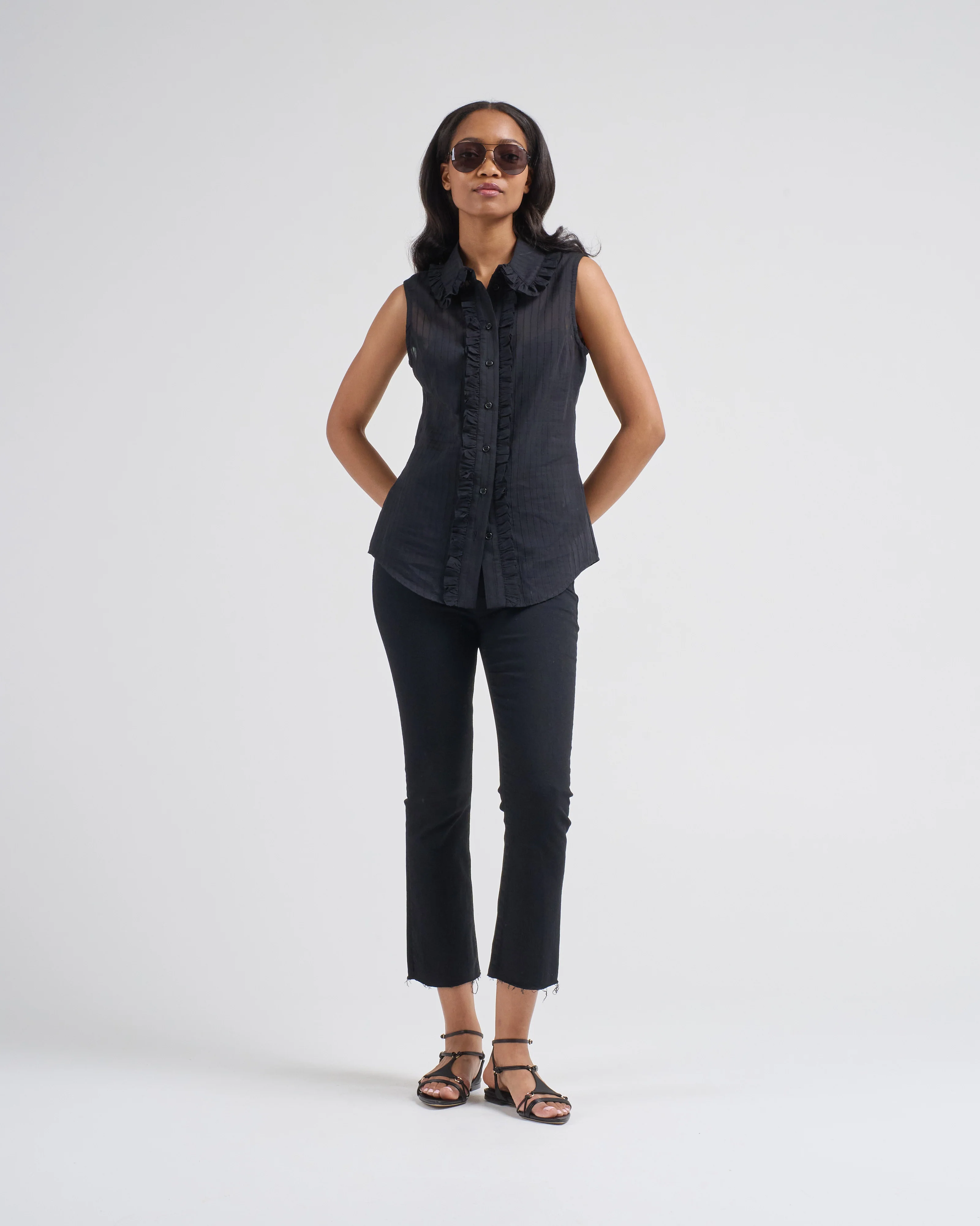 sleeveless ruffle trim shirt - Image 5