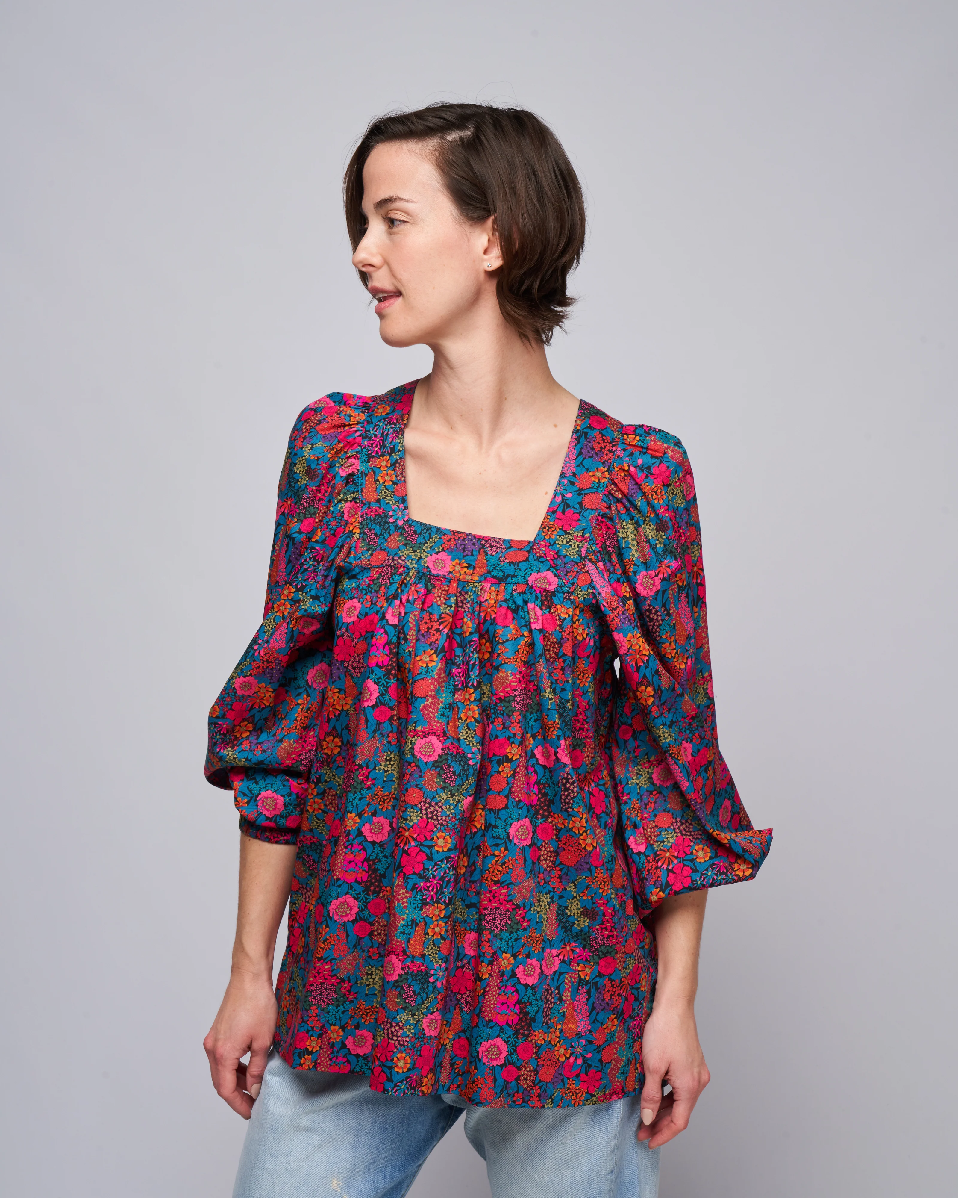 square neck tunic - liberty multi floral