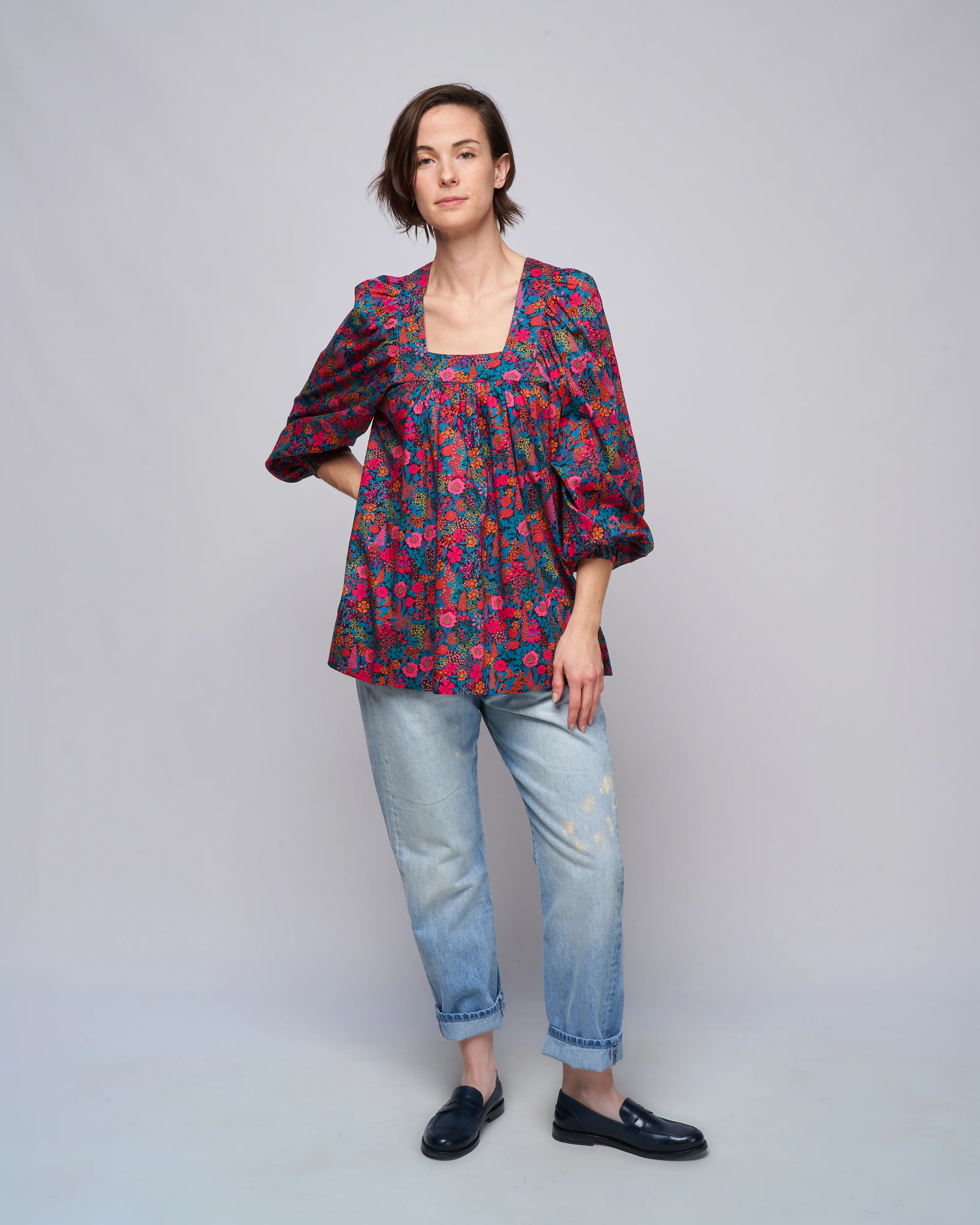 square neck tunic - liberty multi floral - Image 2