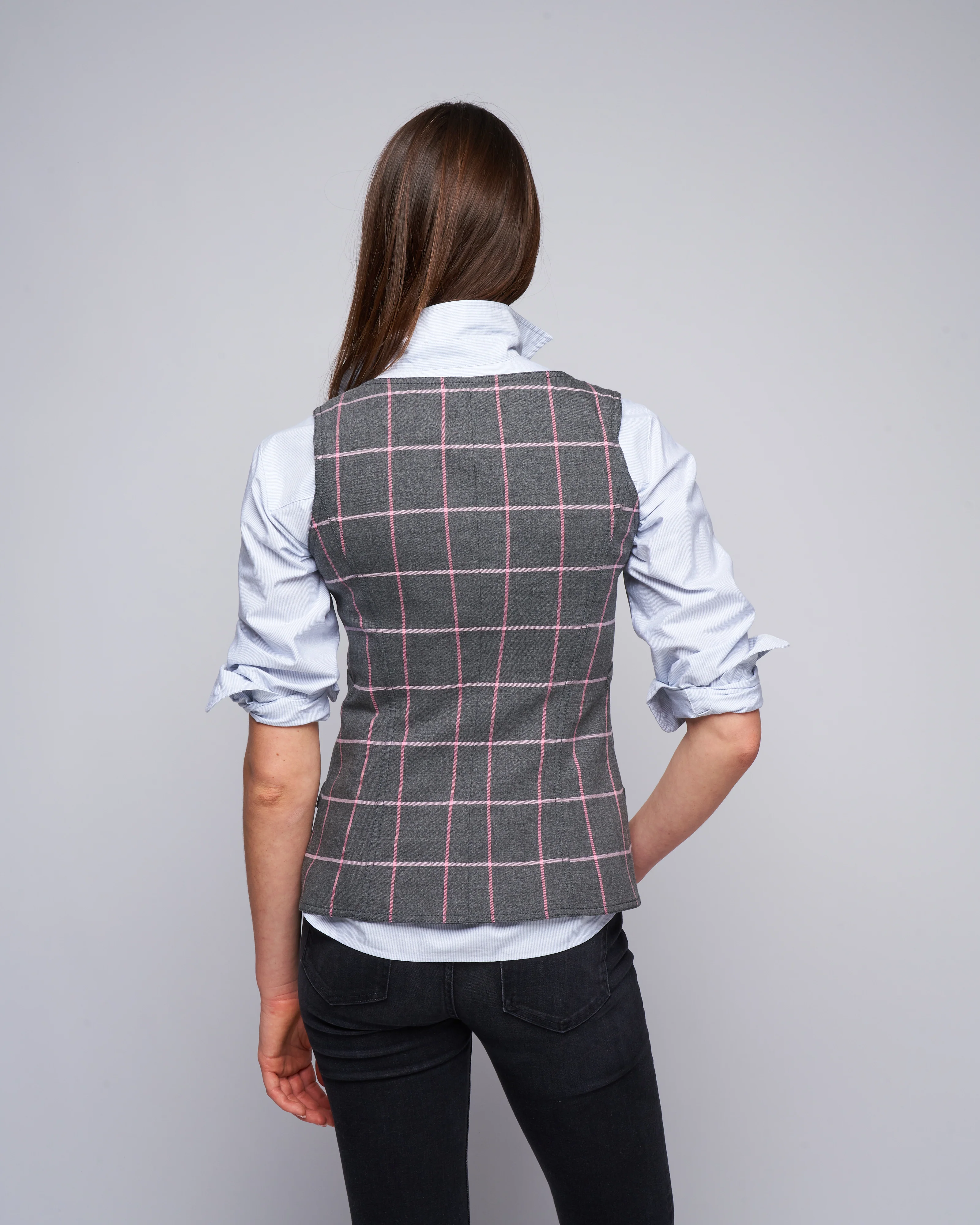 waistcoat - grey/pink windowpane - Image 4