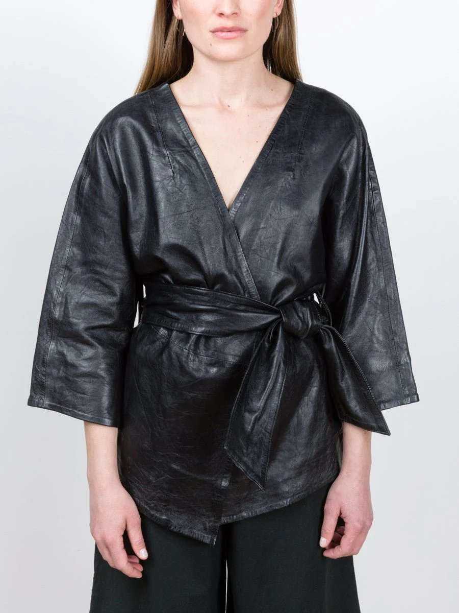 washed leather kimono - Image 2