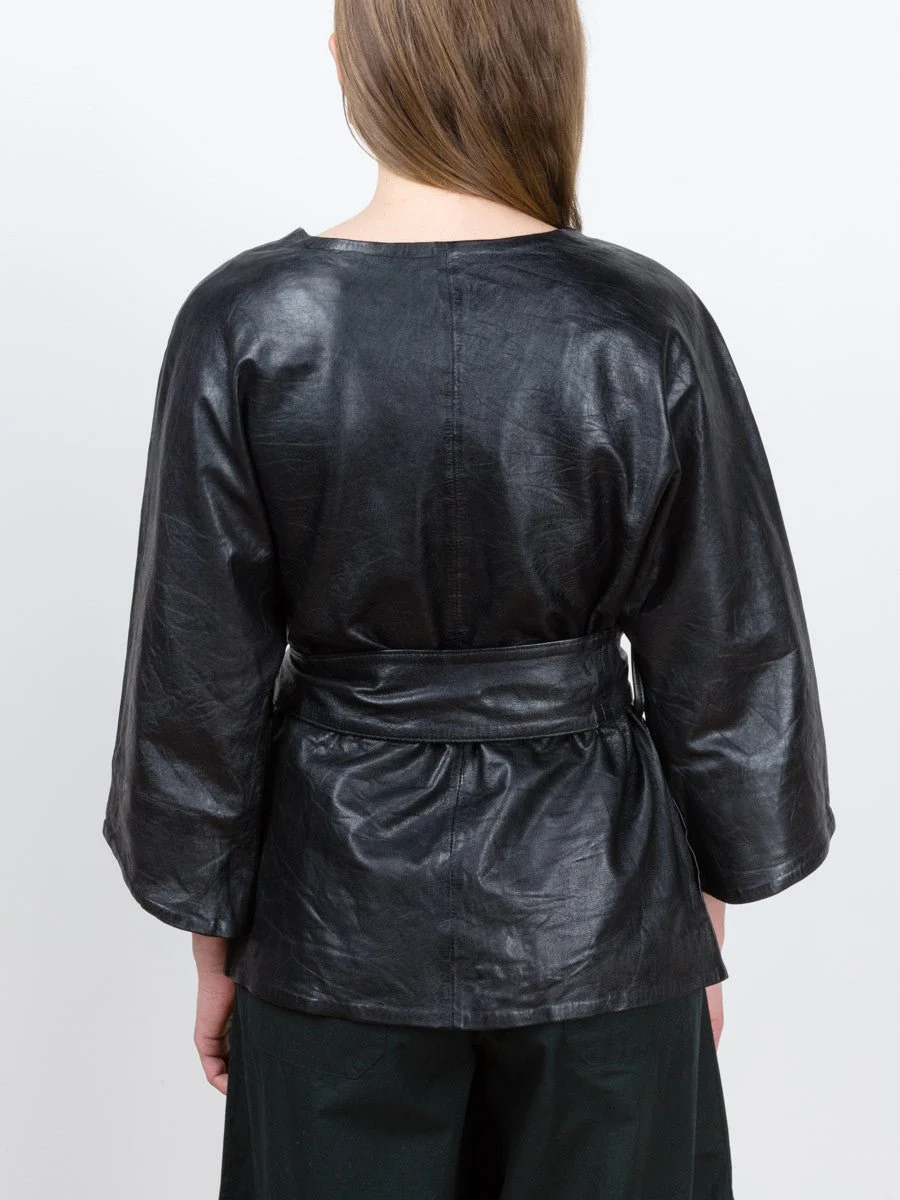 washed leather kimono - Image 4