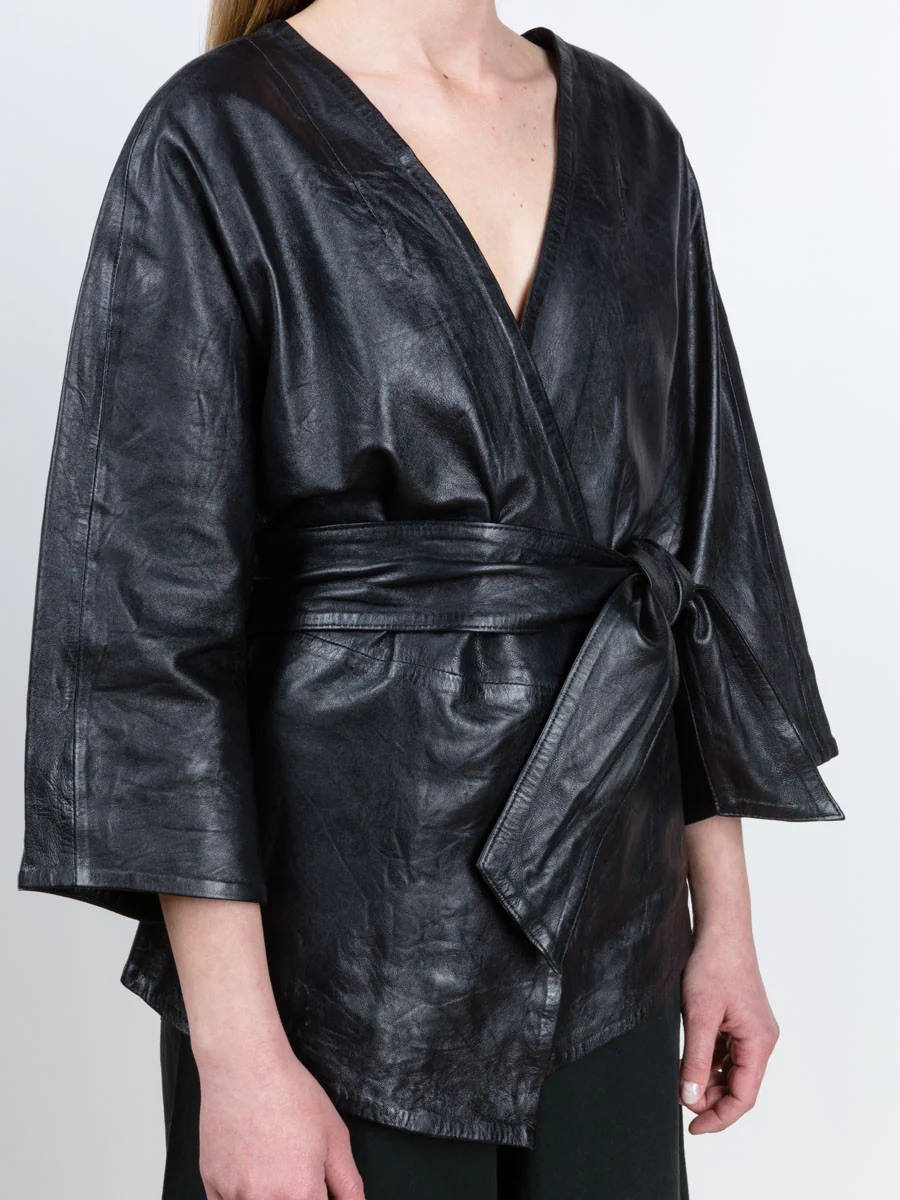 washed leather kimono - Image 6