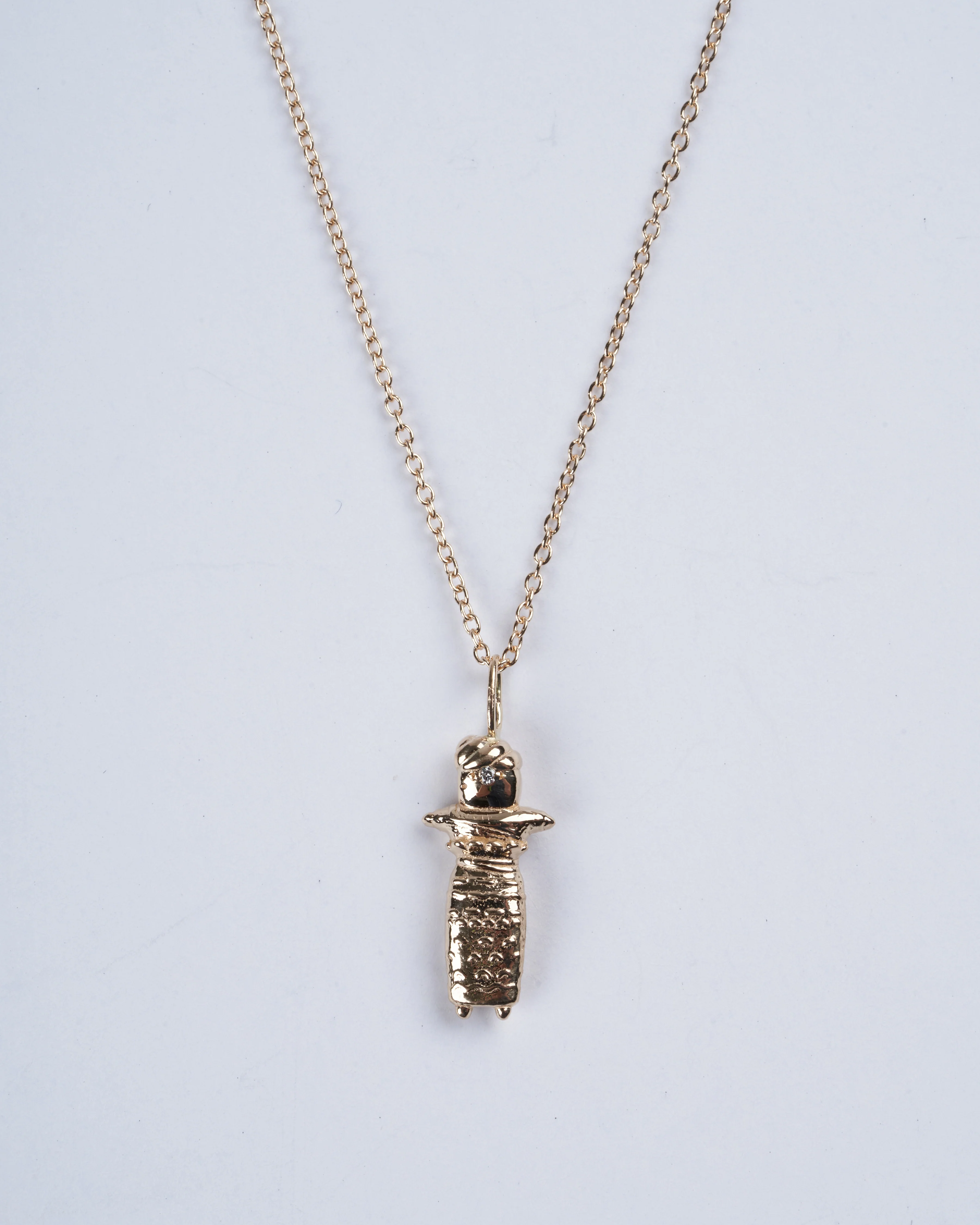 iq worry doll 14k yg w/ 16" chain - 14k gold